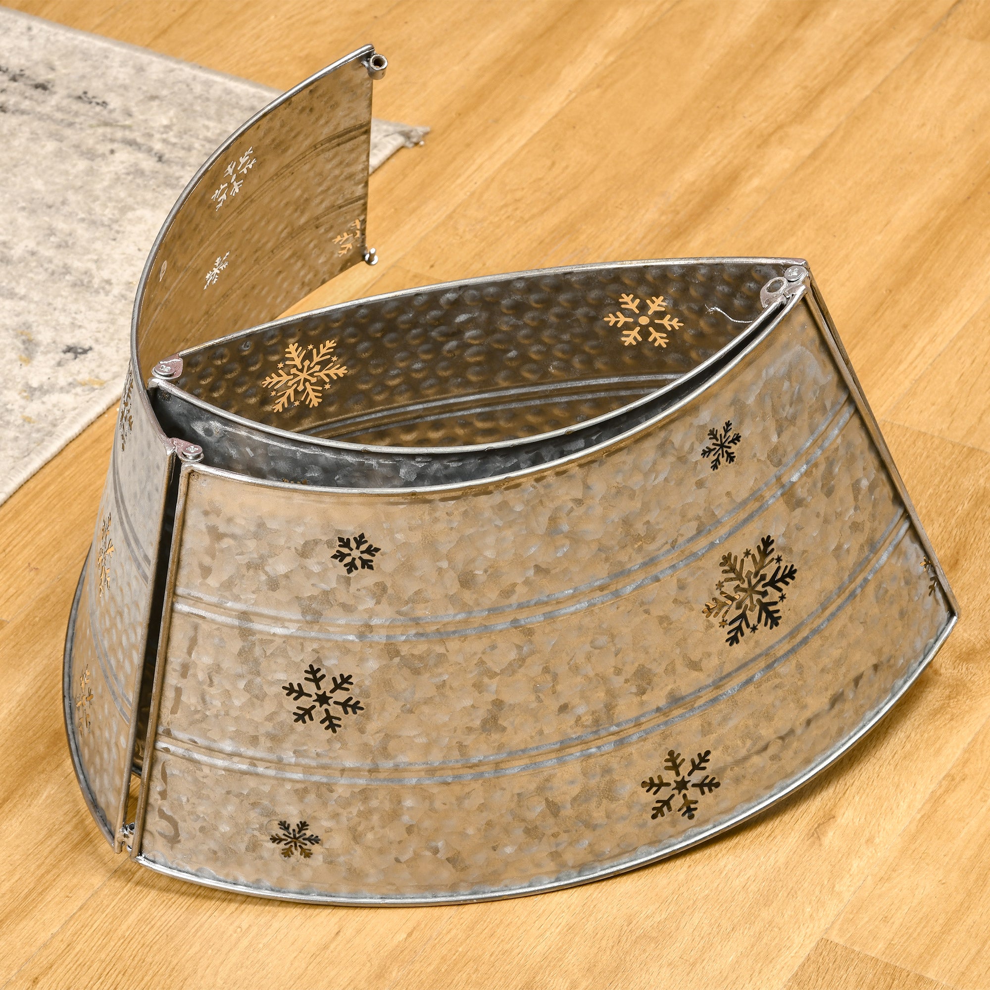 HOMCOM Christmas Tree Collar, 26" Christmas Tree Base Cover with Hollow Snowflake Patterns, Xmas Decoration for Party, Holiday, Home, Silver