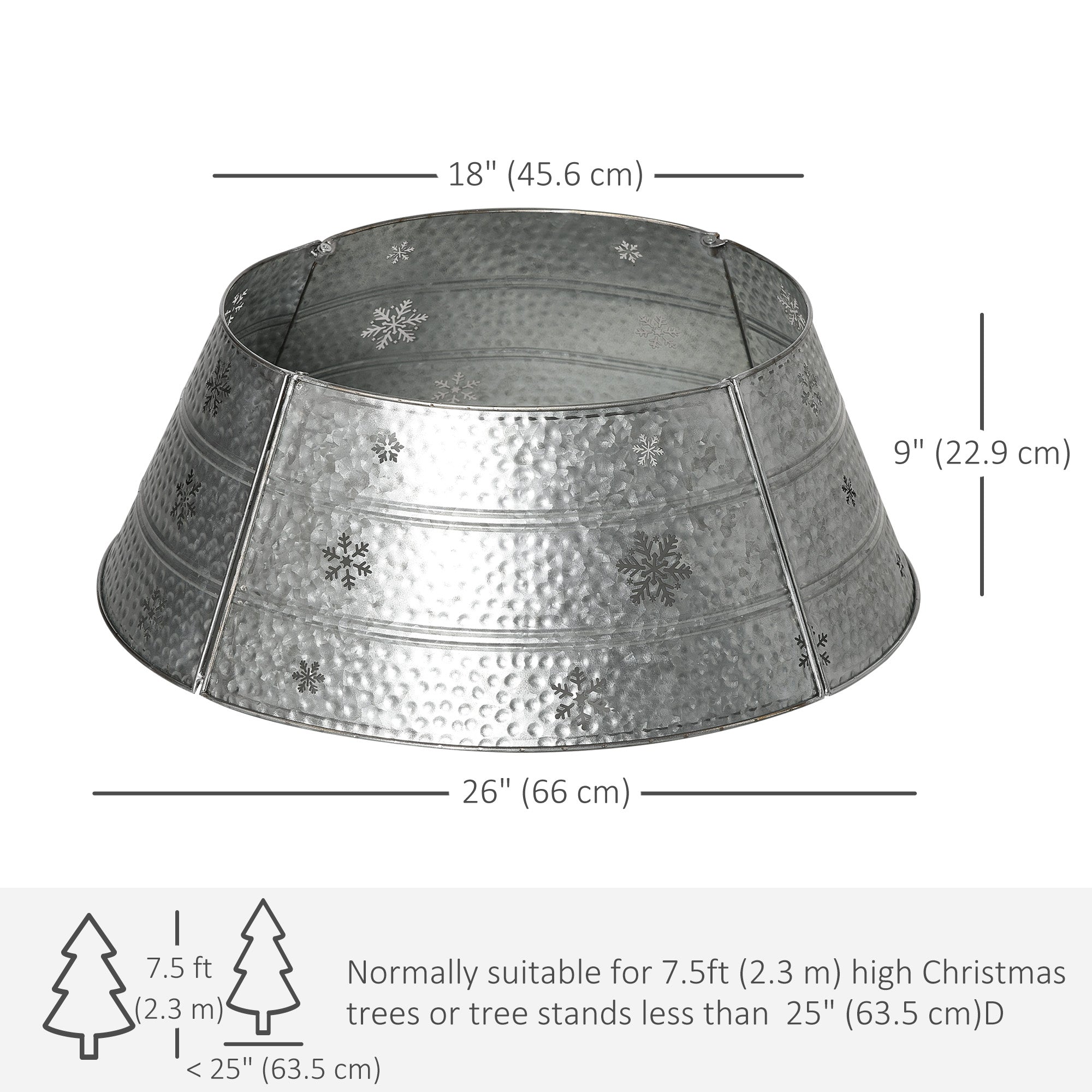 HOMCOM Christmas Tree Collar, 26" Christmas Tree Base Cover with Hollow Snowflake Patterns, Xmas Decoration for Party, Holiday, Home, Silver