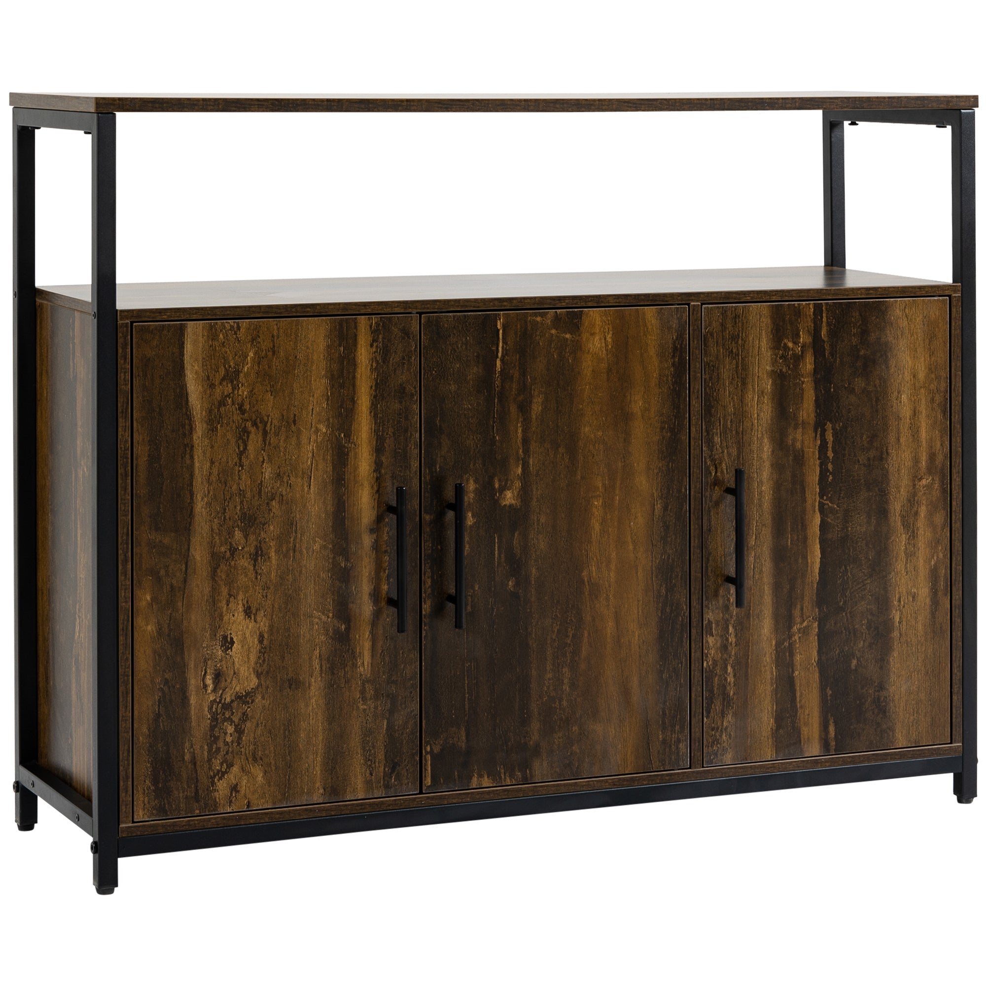 Industrial Sideboard Buffet Cabinet Kitchen Cabinet with Adjustable Shelves Rustic Brown