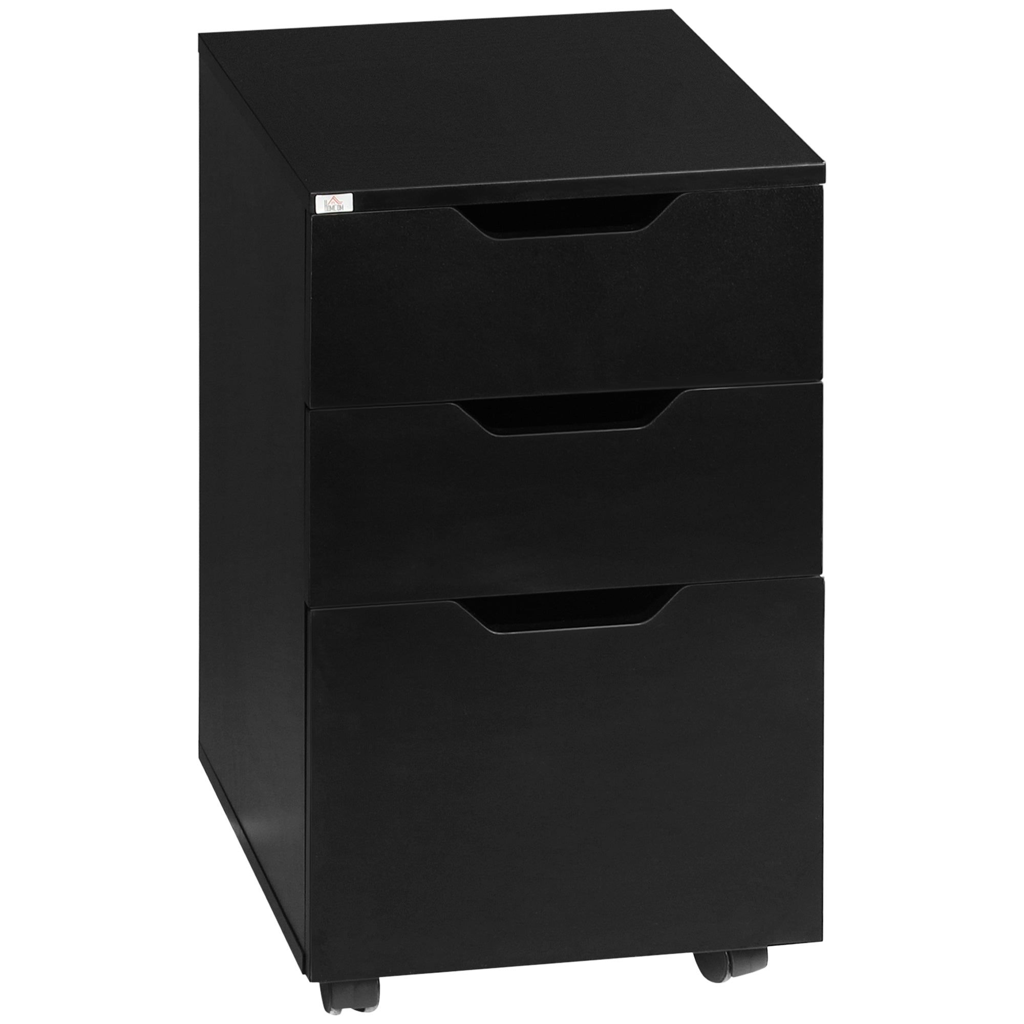 3 Drawer Mobile File Cabinet Rolling Printer Stand Vertical Filing Cabinet Black