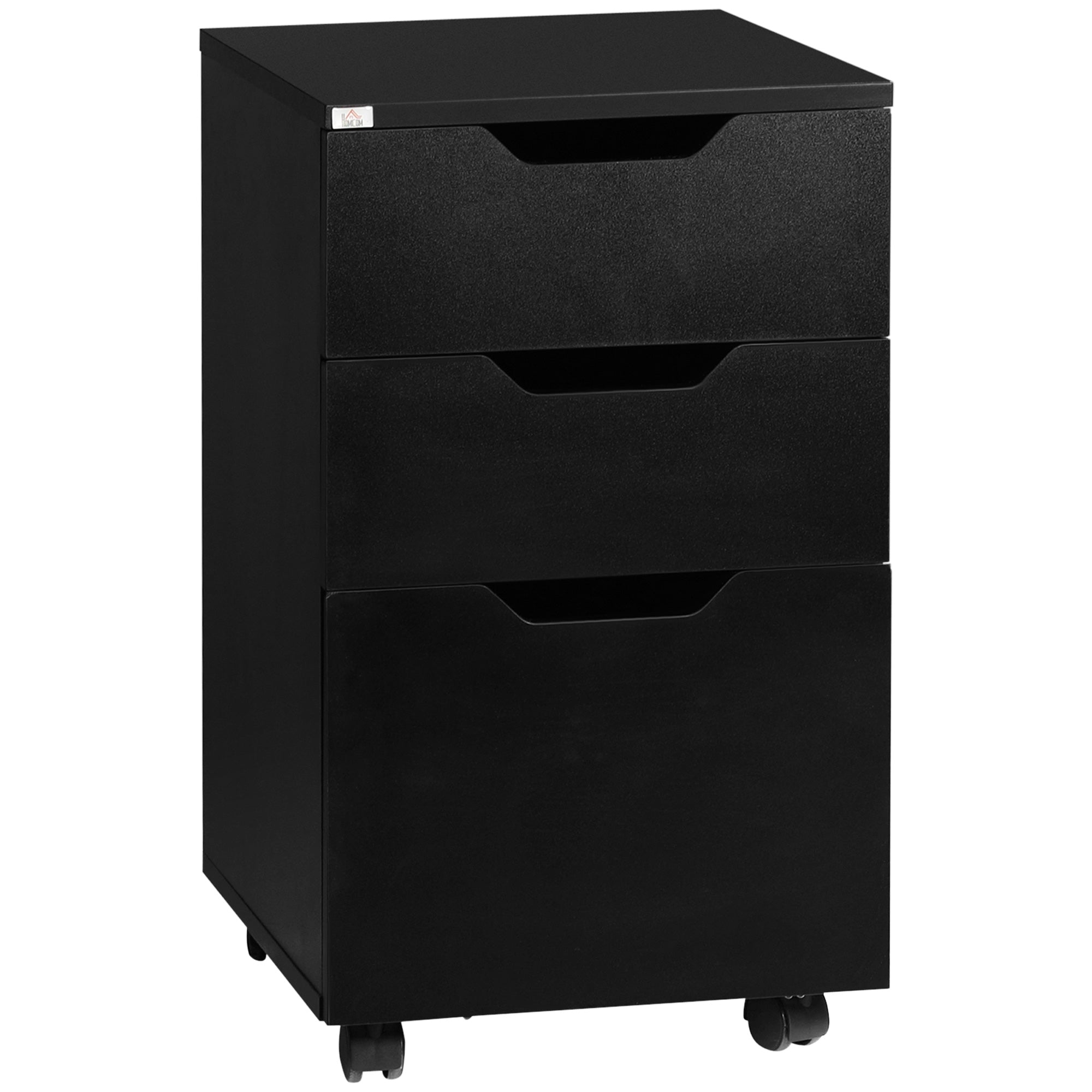 3 Drawer Mobile File Cabinet Rolling Printer Stand Vertical Filing Cabinet Black