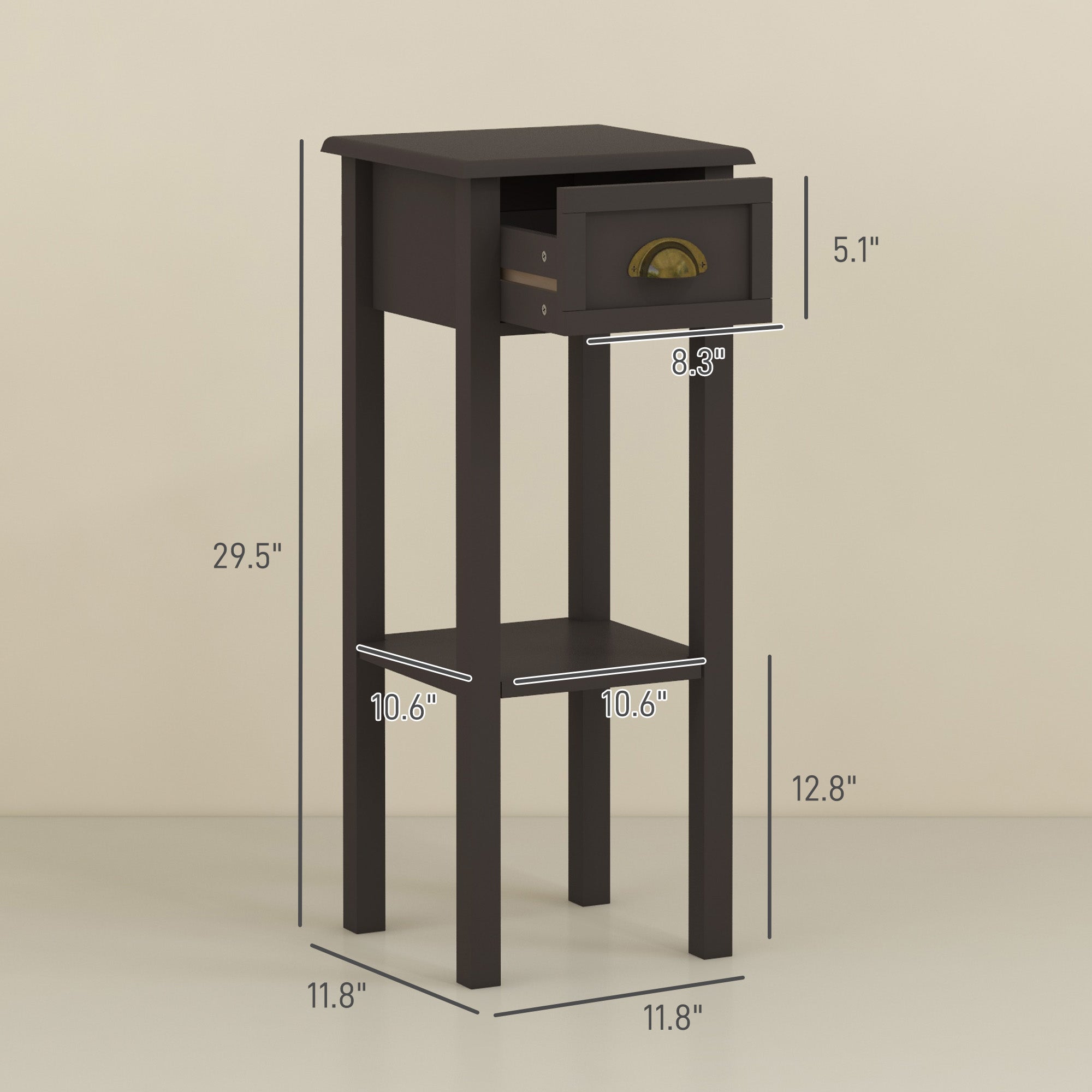 2 Tier Side Table with Drawer and Shelf End Table for Living Room and Hallway Coffee