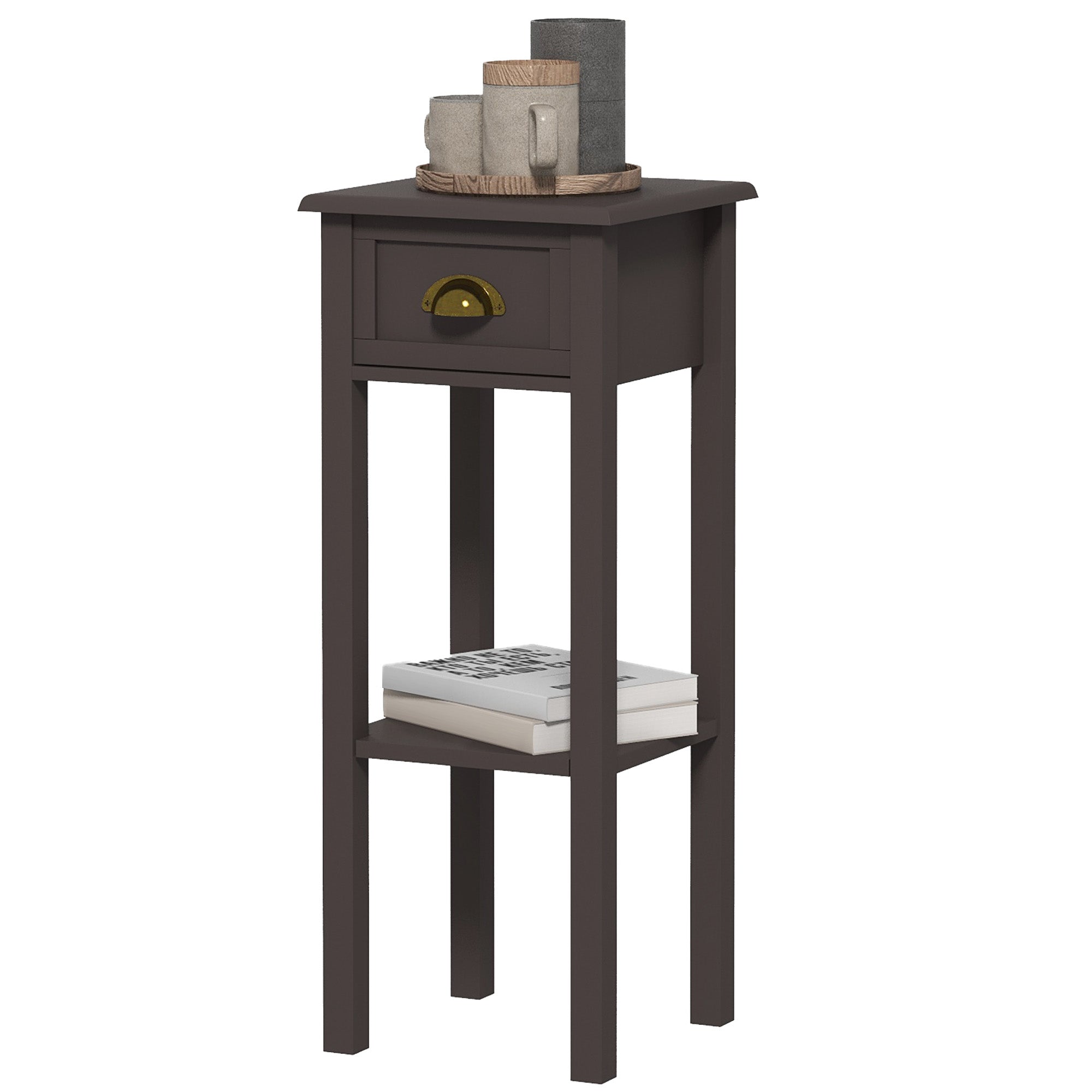 2 Tier Side Table with Drawer and Shelf End Table for Living Room and Hallway Coffee