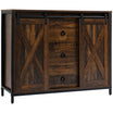 Buffet Cabinet Kitchen Sideboard with Sliding Barn Doors Brown