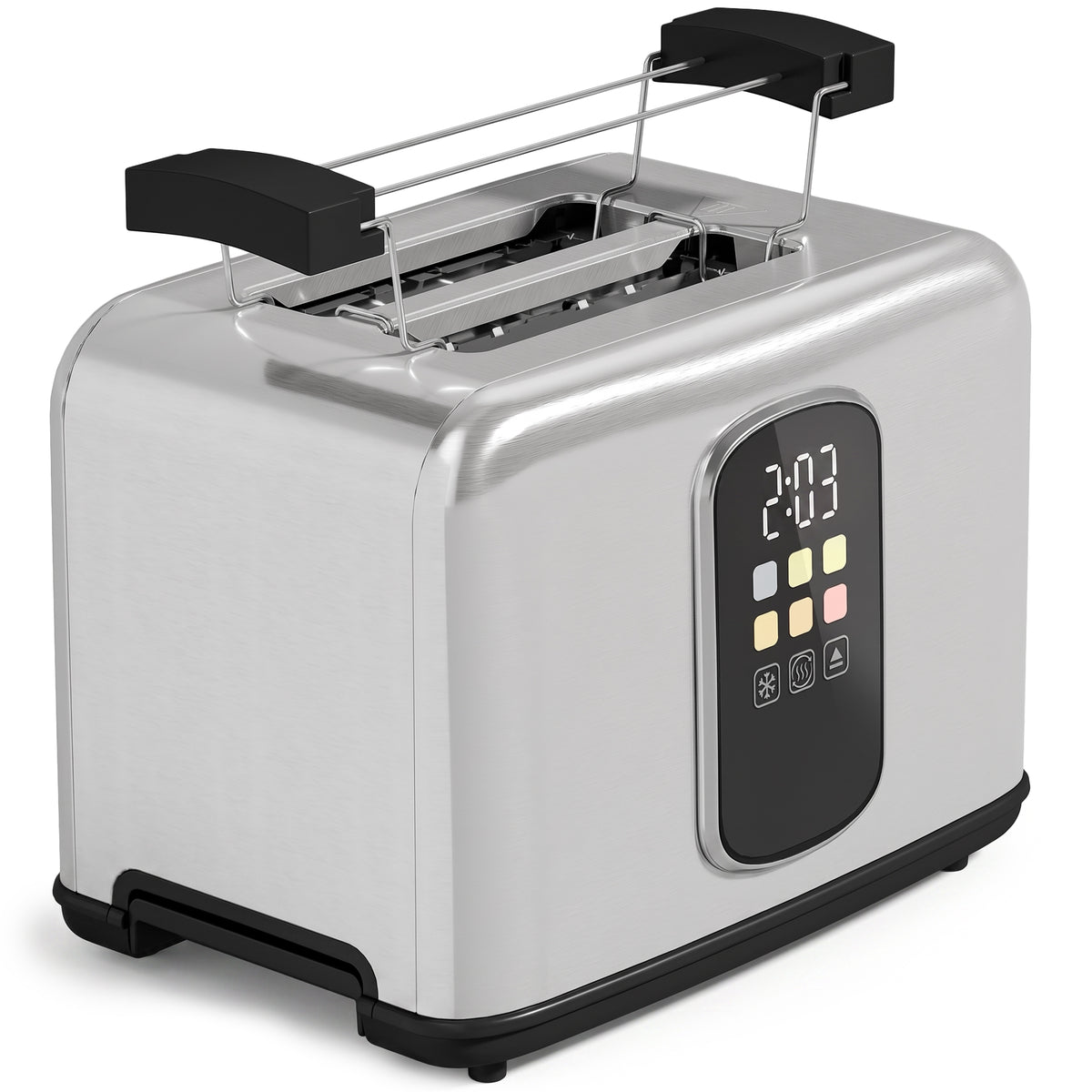 2 Slice Smart Toaster with Touch Screen & LED Countdown, Toaster with Warming Rack, 6 Browning Levels, Memory Function, Reheat/Defrost/Cancel, Removable Crumb Tray, Stainless Steel, 930W