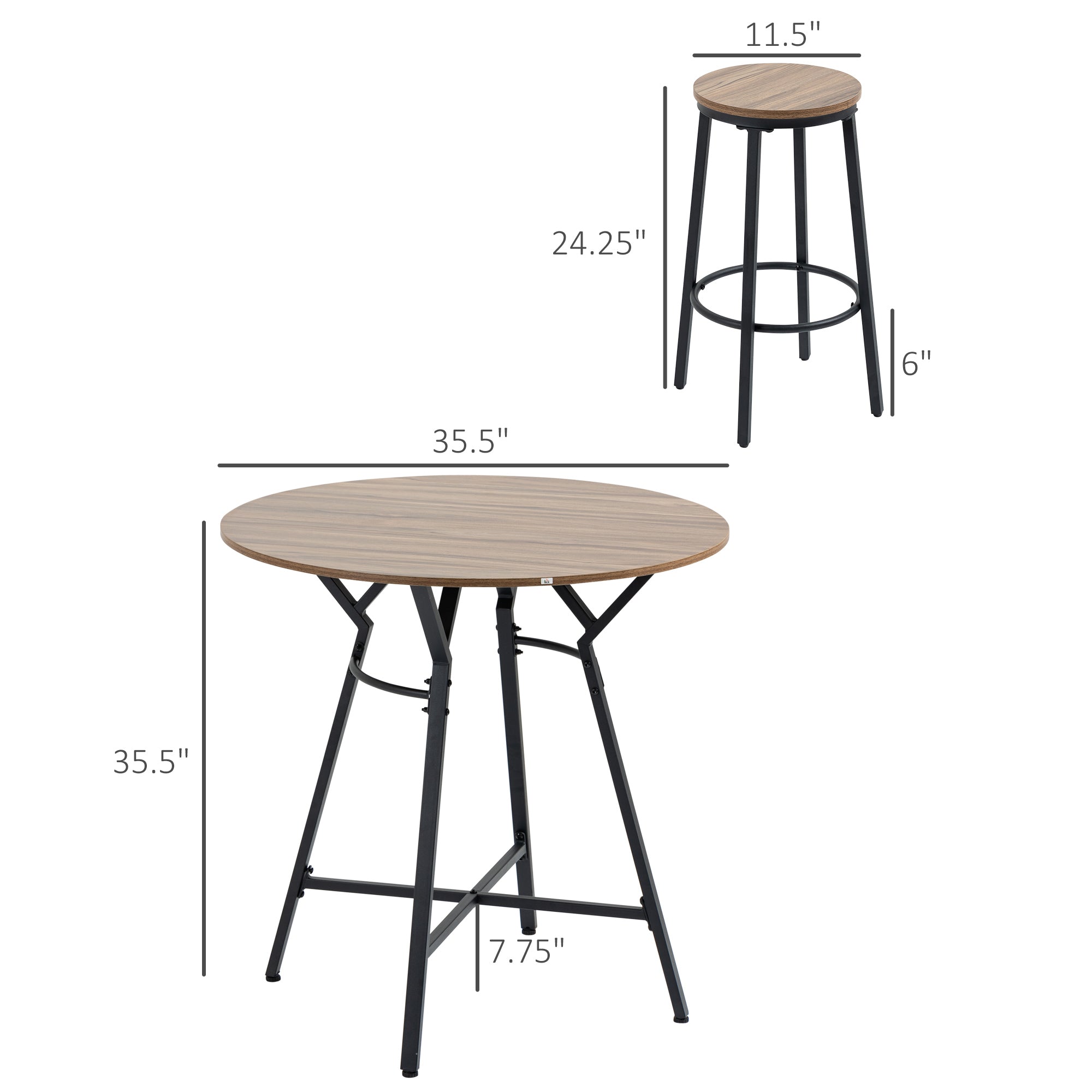 5 Piece Bar Table and Chairs Set Space Saving Dining Table & 4 Stools