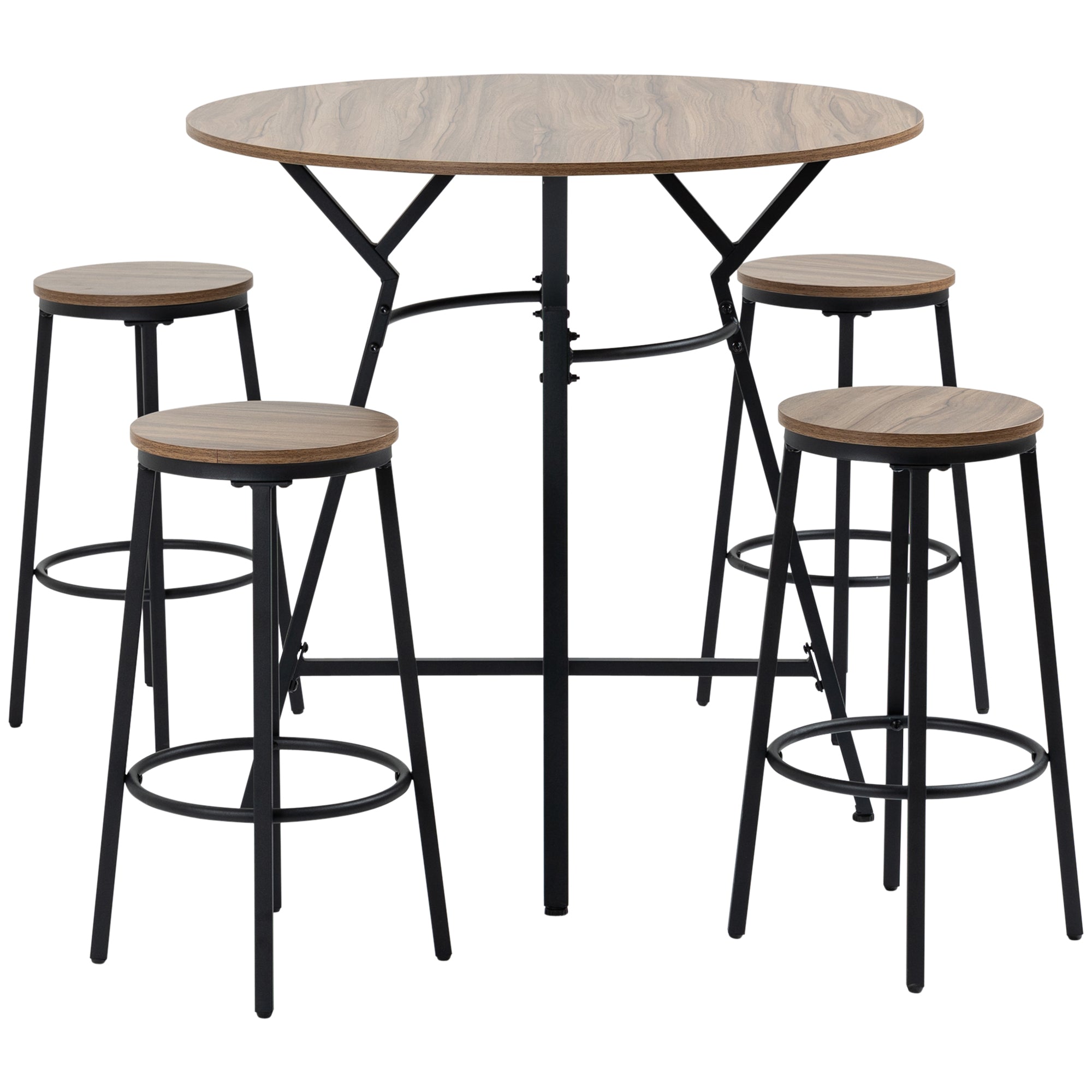 5 Piece Bar Table and Chairs Set Space Saving Dining Table & 4 Stools