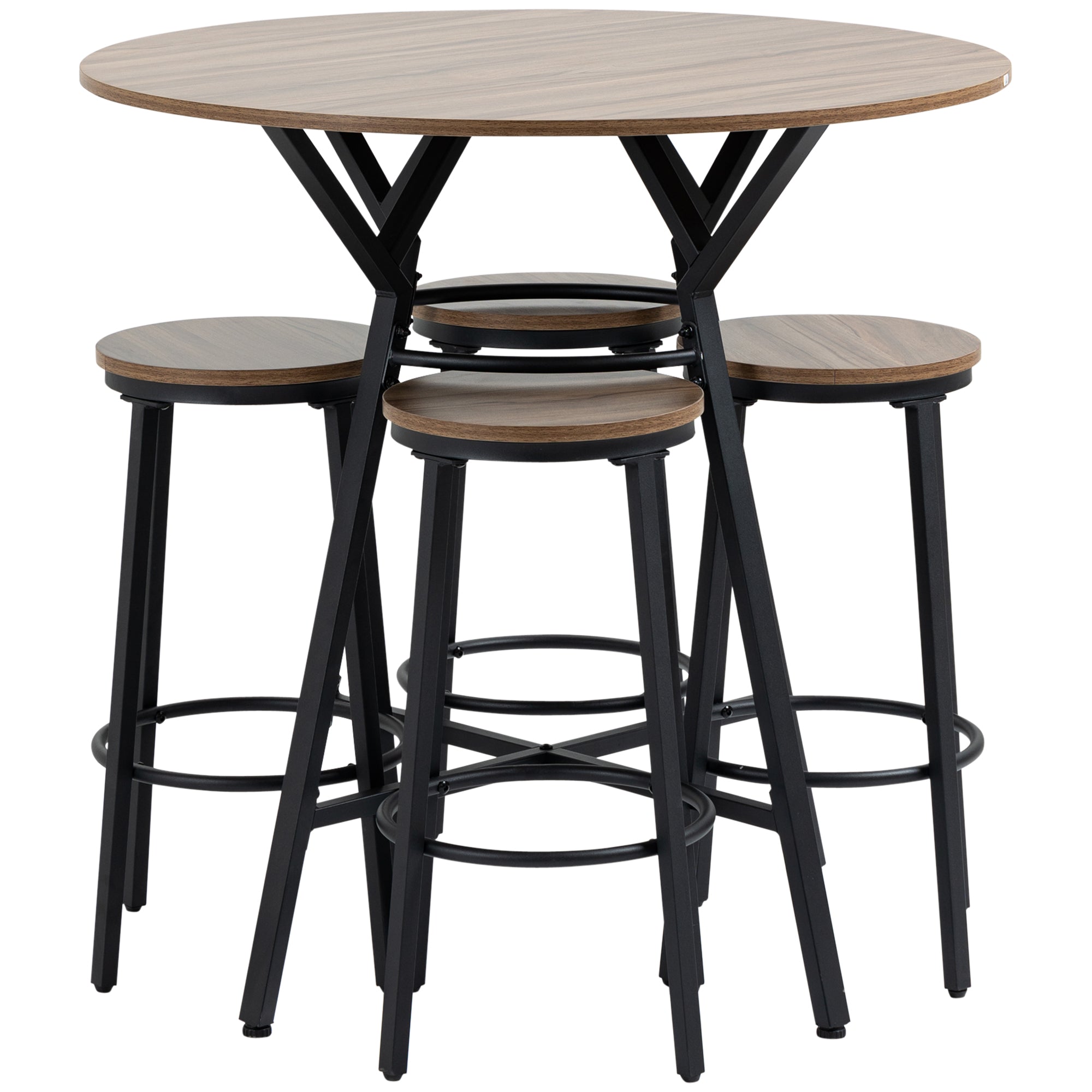 5 Piece Bar Table and Chairs Set Space Saving Dining Table & 4 Stools