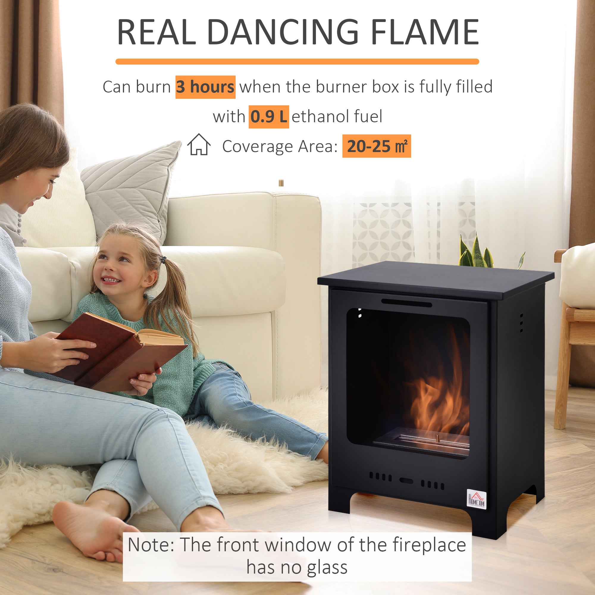 Ethanol Fireplace Freestanding Fireplace Stove 0.25 Gal Burns up to 3 Hours