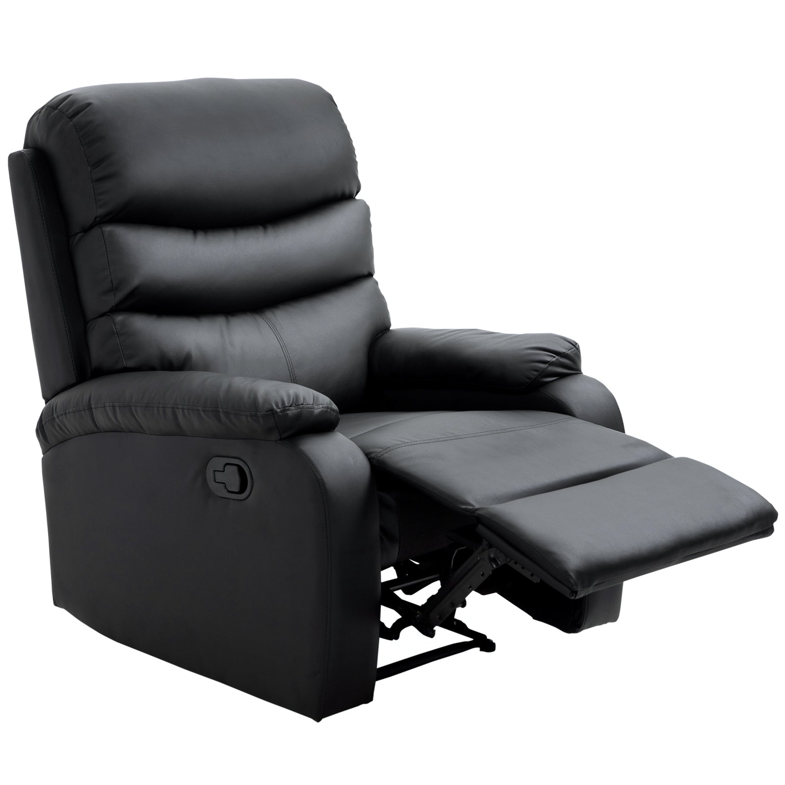 HOMCOM Recliner Armchair, PU Leather Reclining Chair with Adjustable Leg Rest, for Home Living Room Theater, Black