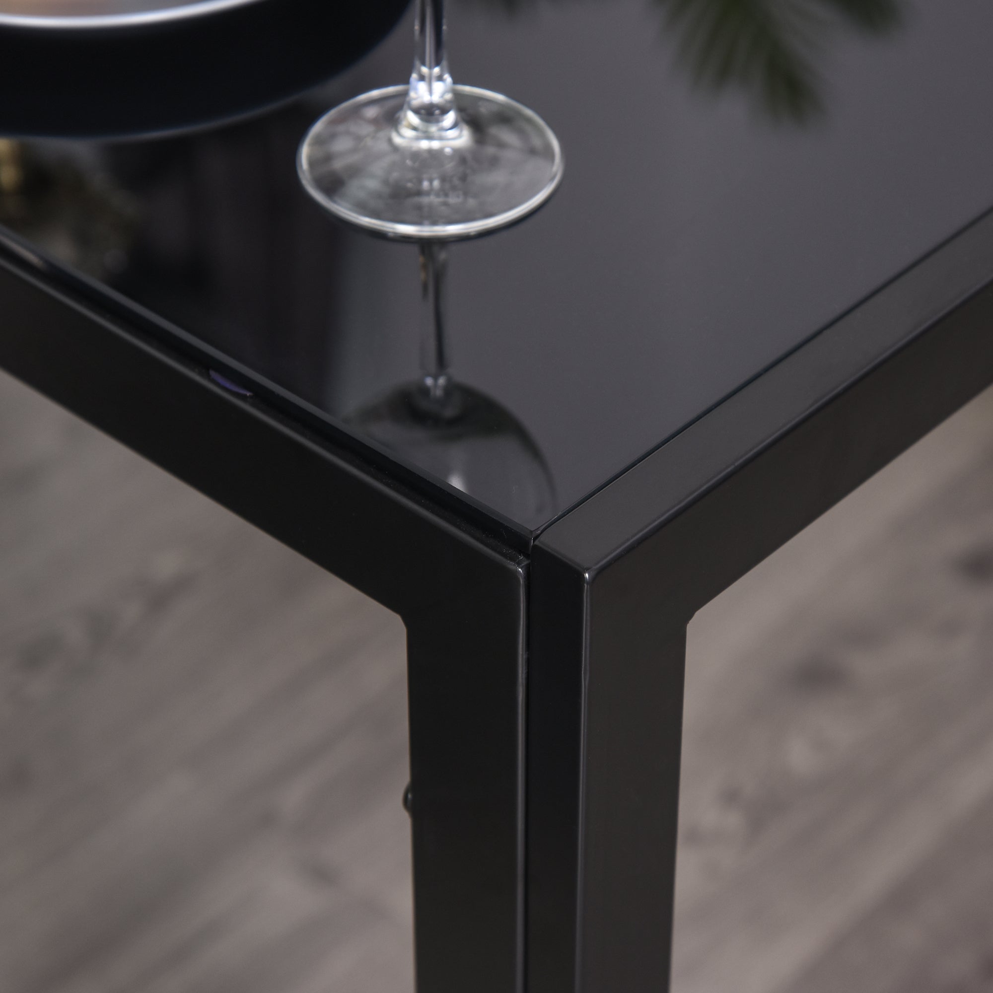 HOMCOM Dining Table Set for 4, 5-Piece Rectangular Glass Kitchen Table and Chairs with Metal Frame and Faux Leather Upholstery for Dining Room, Living Room, Black