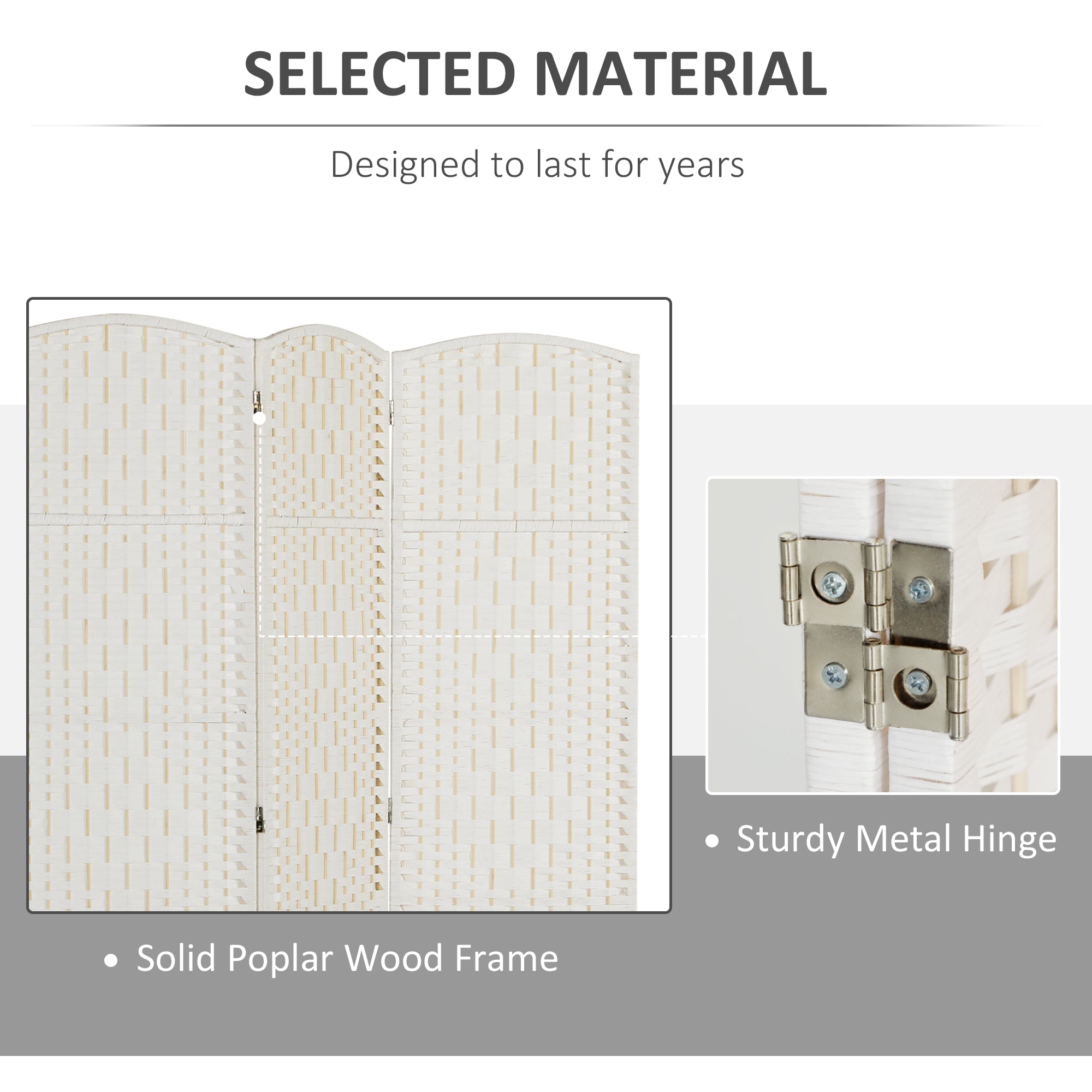 3 Panels Room Divider, 6 Ft Tall Indoor Portable Folding Privacy Screens, Hand-Woven Double Hinged Freestanding Partition Wall Divider for Home Office, Natural