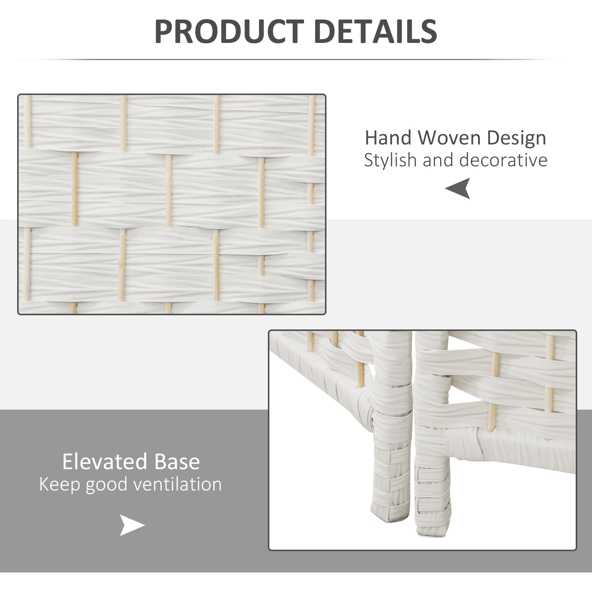 3 Panels Room Divider, 6 Ft Tall Indoor Portable Folding Privacy Screens, Hand-Woven Double Hinged Freestanding Partition Wall Divider for Home Office, Natural