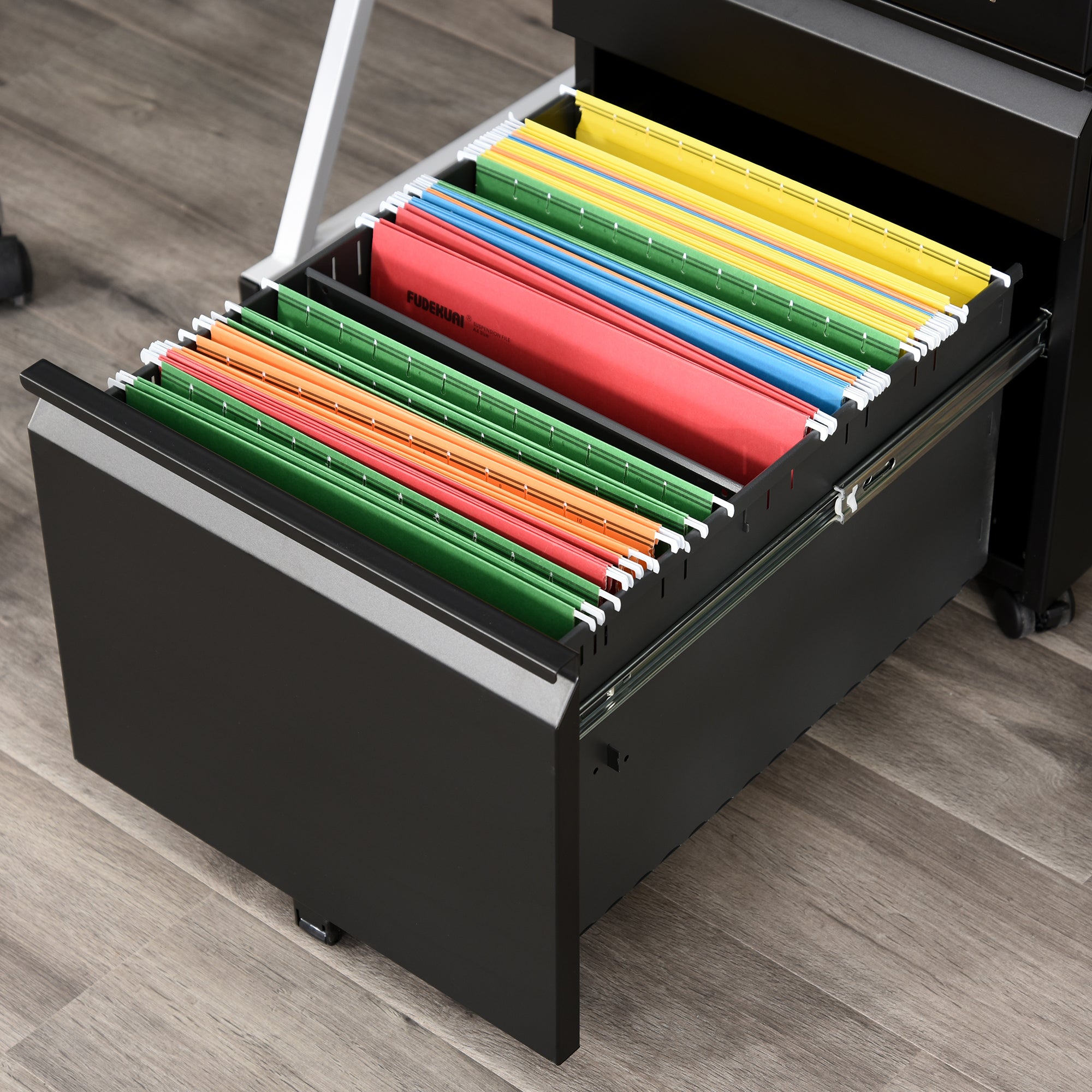 Vinsetto Mobile Vertical File Cabinet Lockable Metal Filling Cabinet with 3 Drawers Anti-tilt Design for Letter A4 Legal Size Fully Assembled Except Casters Black