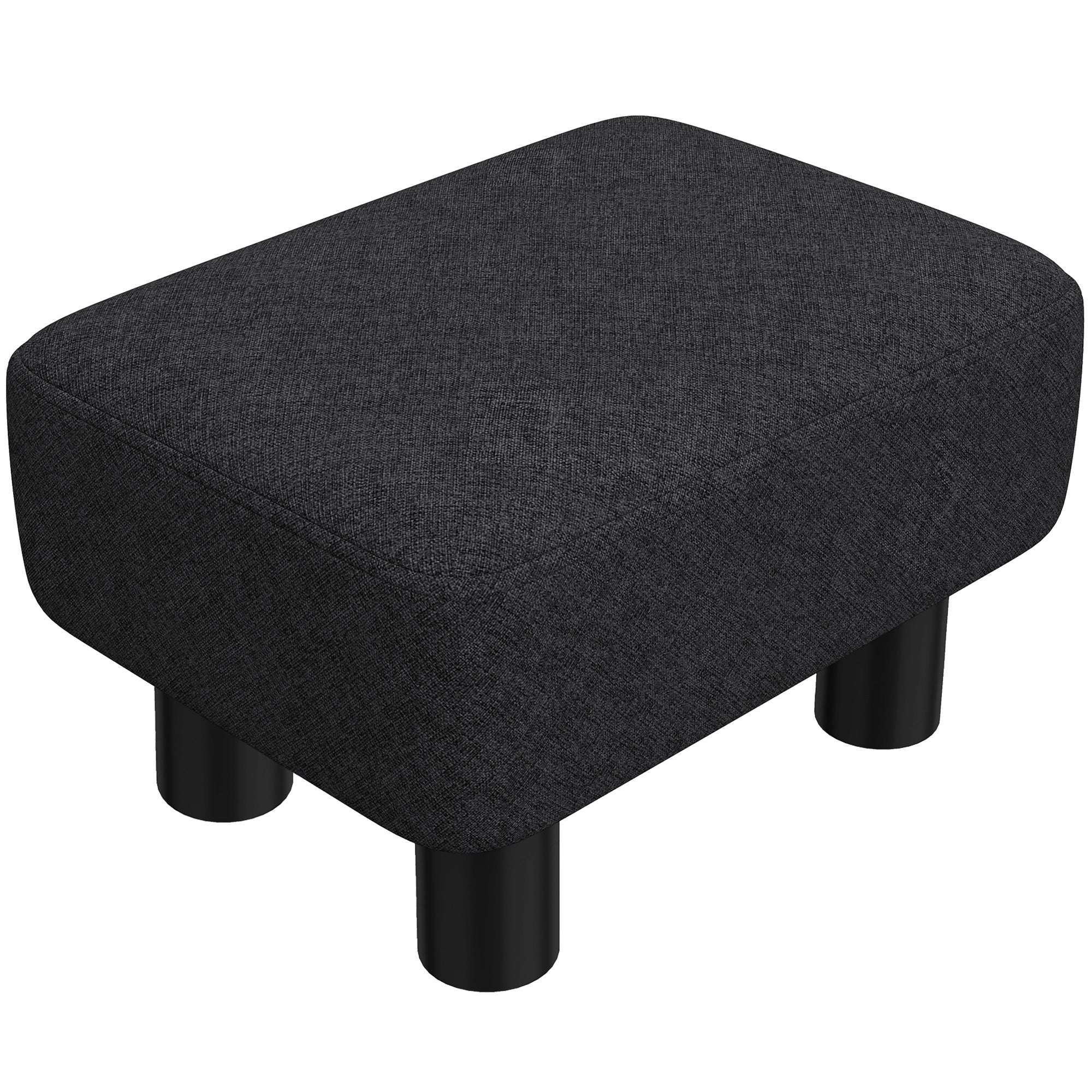 Linen-Look Fabric Foot Stool Footrest Small Seat Footrest Chair Ottoman Home Office with Legs 40 x 30 x 24cm, Black