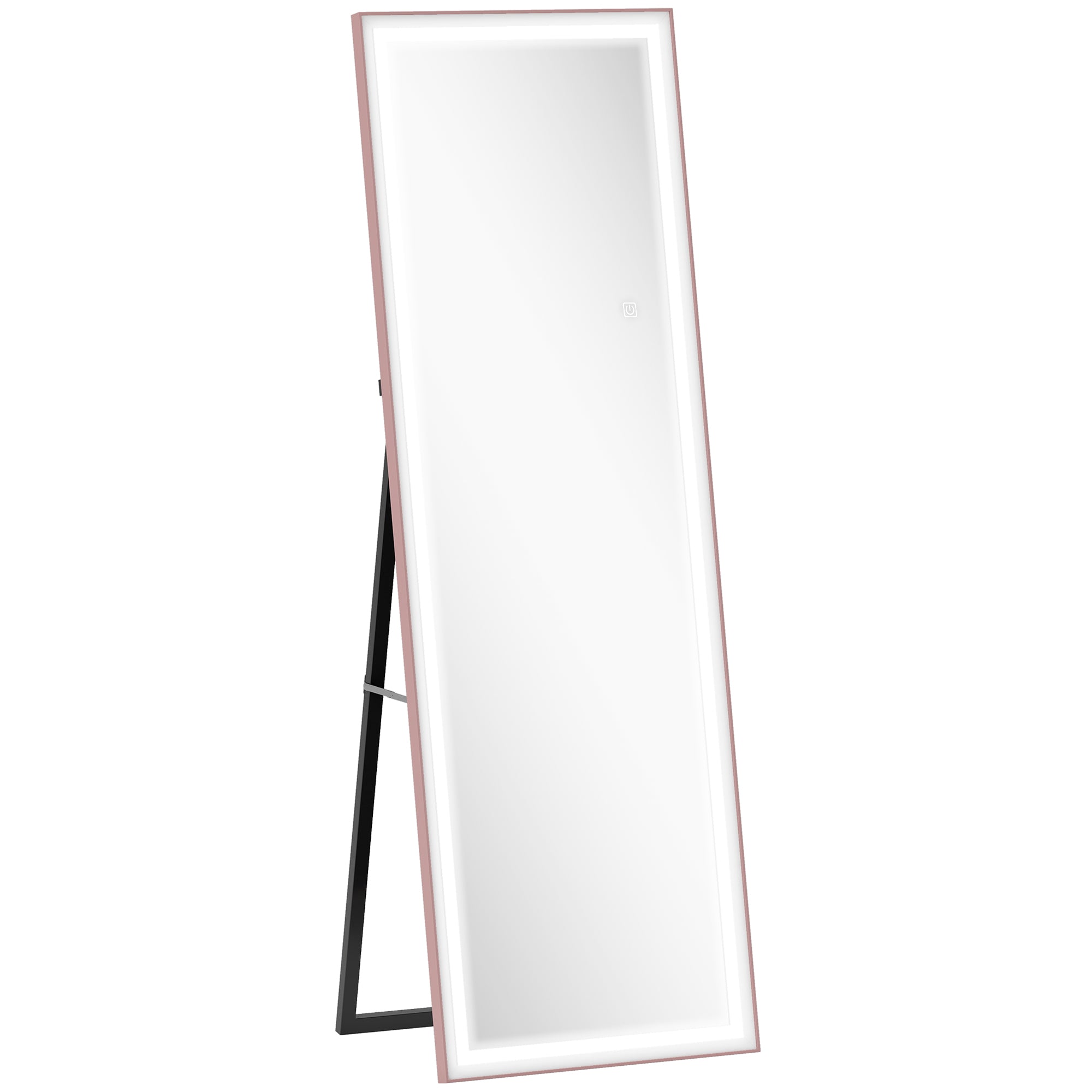 Full Length Mirror with Lights, 64" x 21" LED Full Body Mirror with Dimming and 3 Colour Lighting, Free Standing, Leaning or Wall Mount for Bedroom, Living Room, Pink