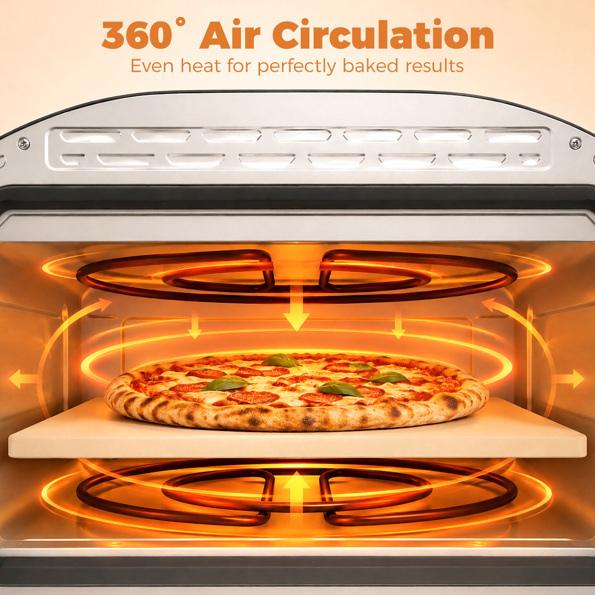 Pizza Oven Indoor, 12 Inch Electric Countertop Pizza Maker with 3 Knob Control, 430°C, 60-Min Timer, Ceramic Stone, Viewing Window, 2200W