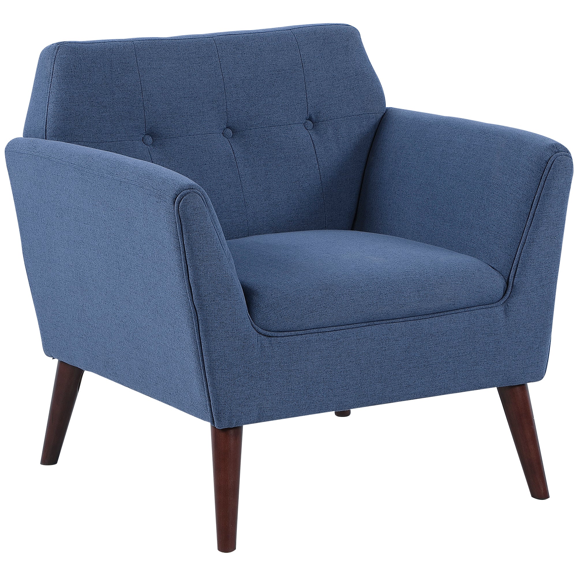 Traditional Living Room Chair Armchair with Button Tufted Back Single Sofa with Thick Padding Blue