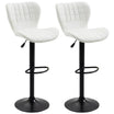 HOMCOM Bar Stools Set of 2, Adjustable Height Swivel Bar Chairs, PU Leather Upholstered Kitchen Counter Stools with Wide Seat, Back and Footrest, White