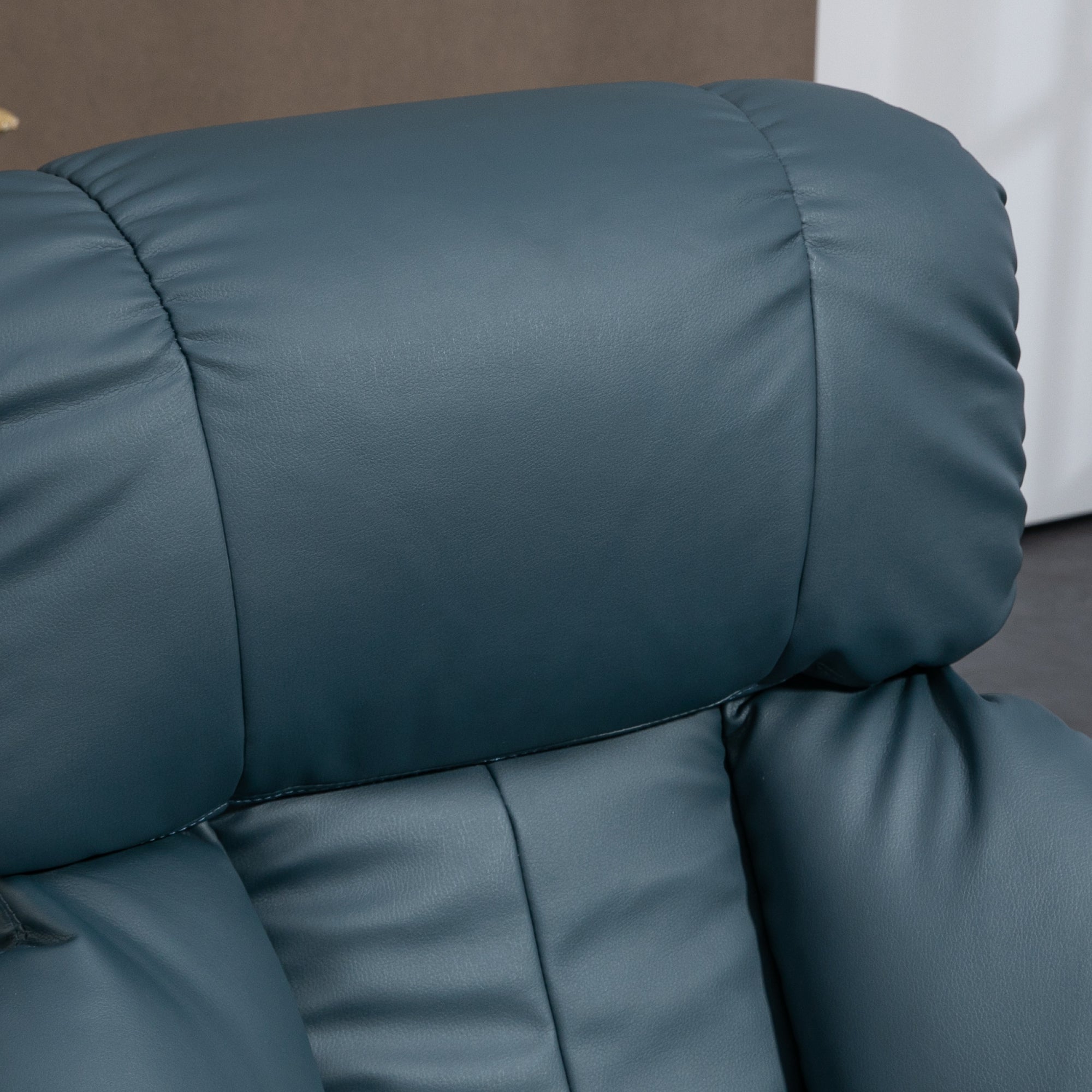 Massage Recliner Chair with Ottoman, 360° Swivel Recliner and Footstool, 10-Point Vibration, PU Leather Reclining Chair with Remote Control, Blue
