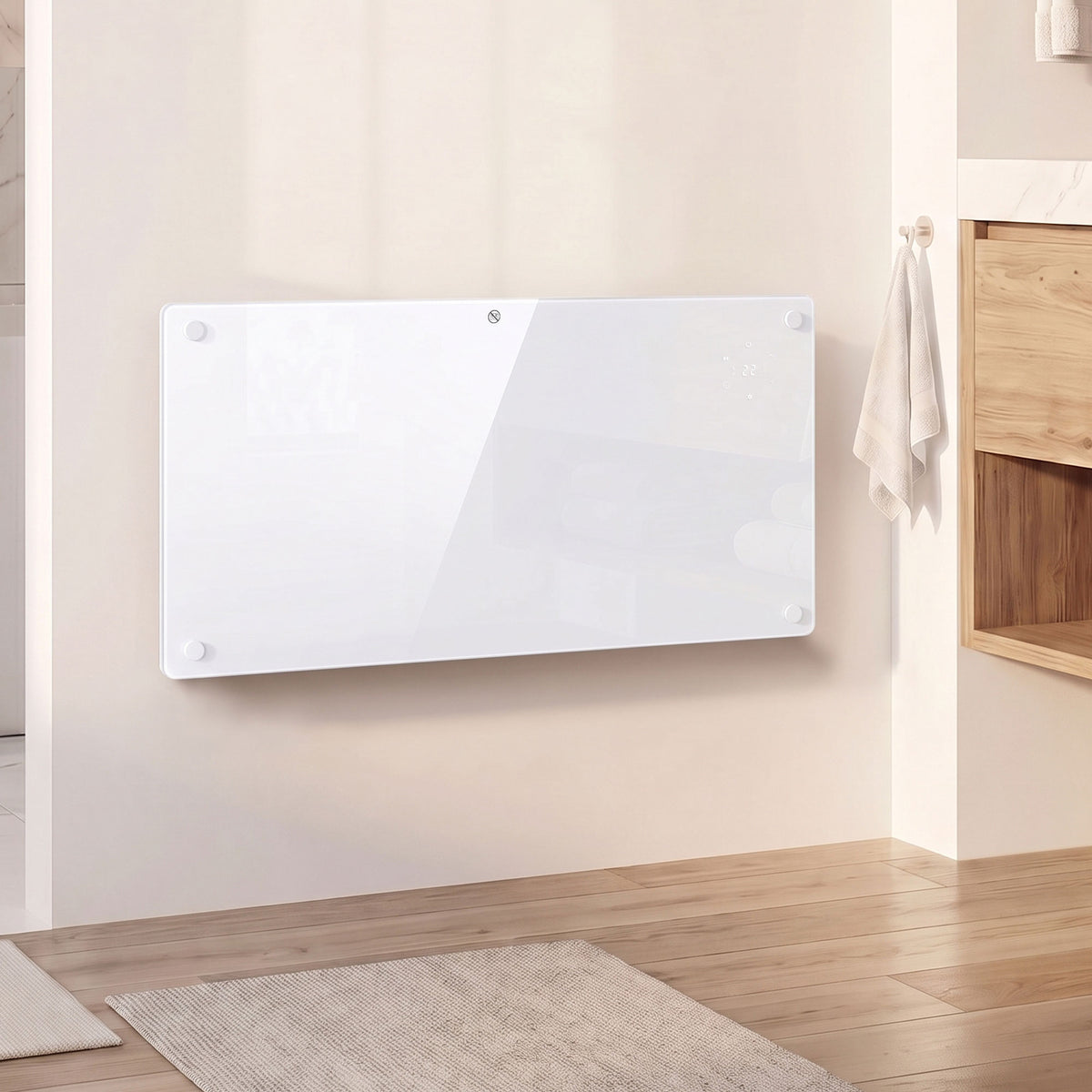 1500W Smart Glass Panel Heater Wall Mounted & Freestanding, Wifi Enabled, Works With Alexa & Google Home, Electric Heater with Weekly Timer, Open Window & Anti-Frost Mode, Thermostat, White