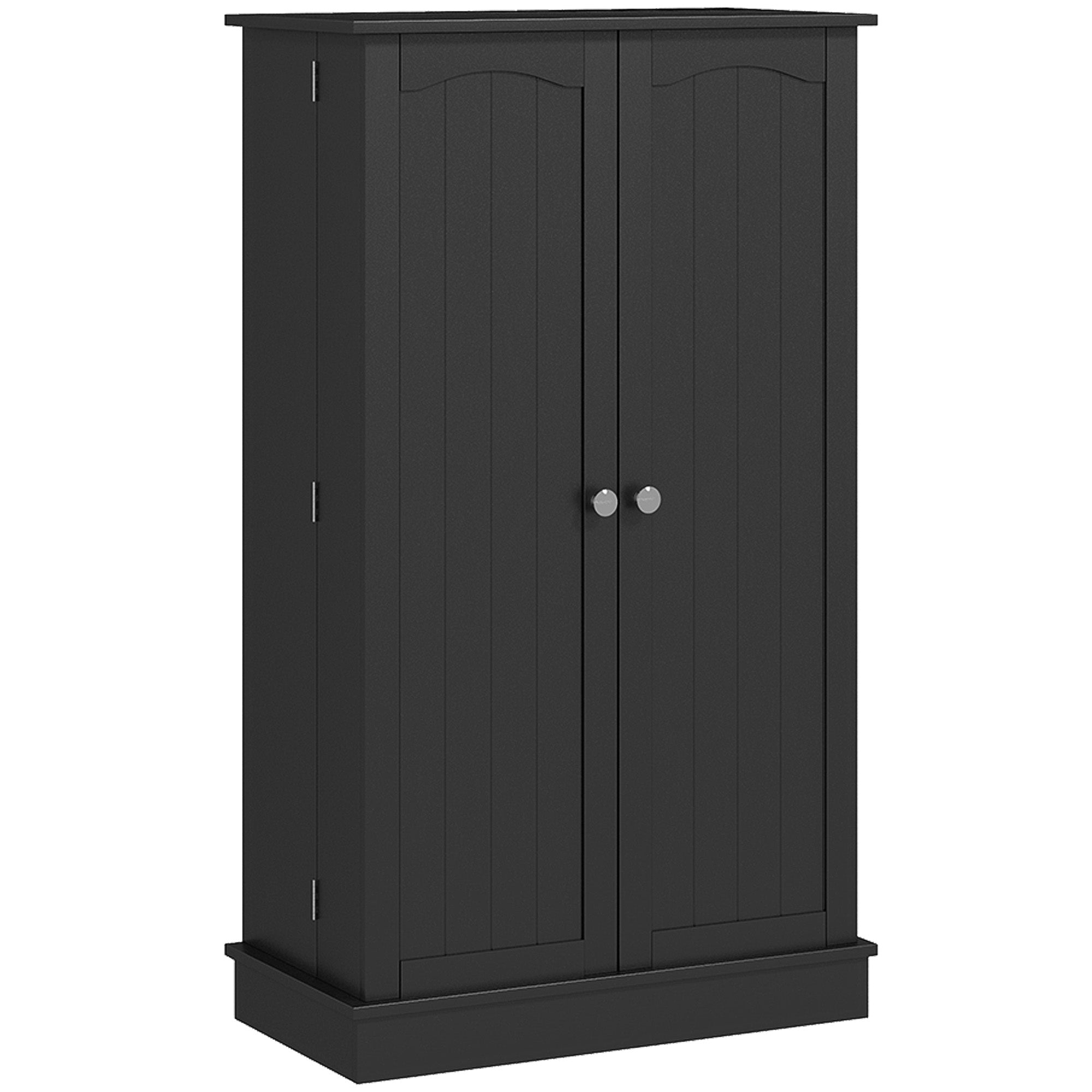 Freestanding Kitchen Pantry Cabinet, Kitchen Cabinet with 12 Door Shelves, Double Doors, 5-tier Shelving, Black