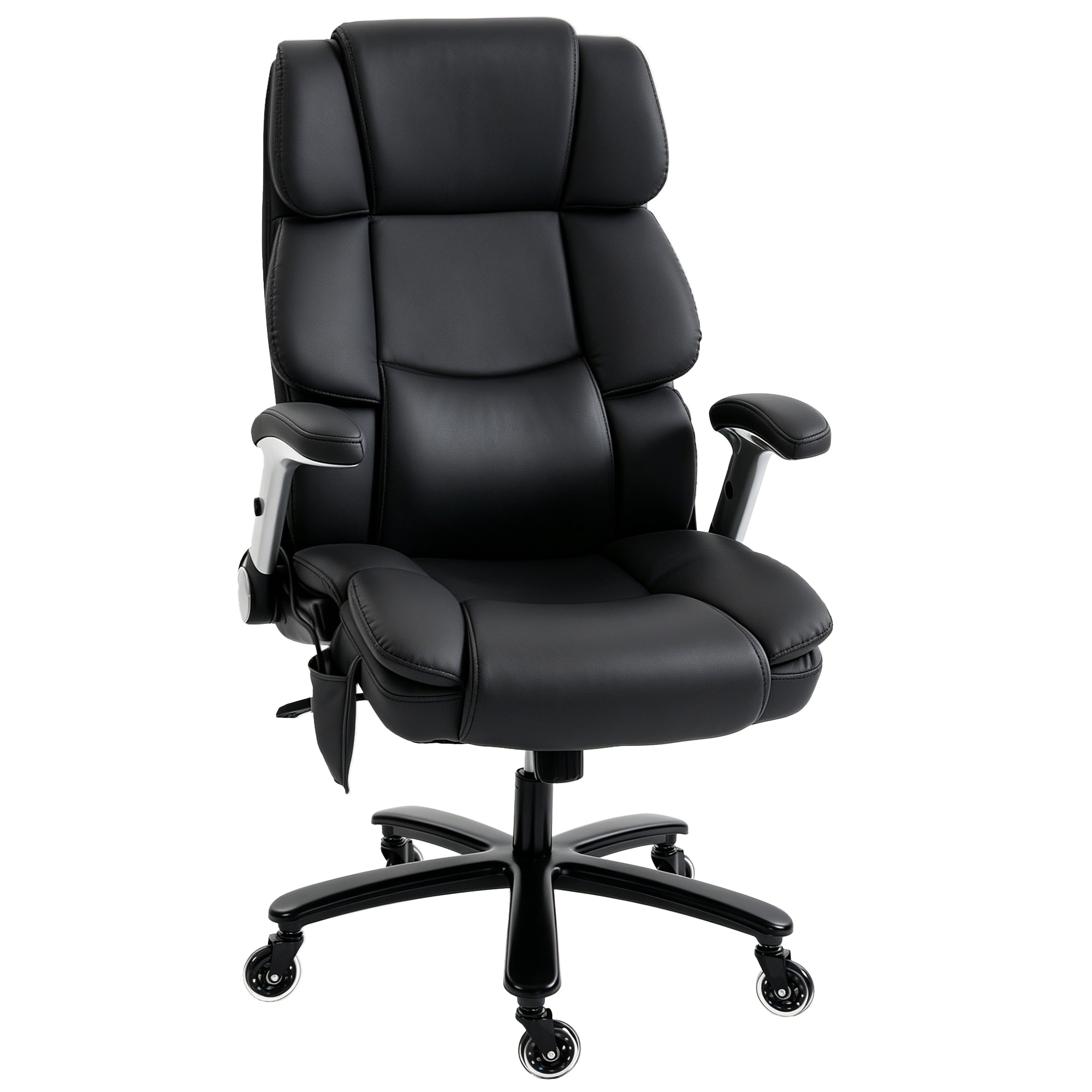 Heavy Duty Office Chair 400LBS with Airbag Lumbar Support, Pet-Friendly Fabric, Big and Tall Desk Chair with Flip-Up Armrests, Pocket Springs, Class 4 Gas Cylinder, Wide Seat, Black