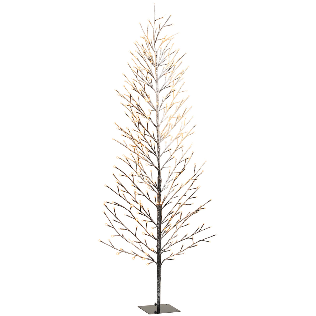 6FT Lighted Snow Flocked Twig Tree with Fairy Lights 328 LED, Daily Timer, Artificial Tree with 41 Branches for Home Indoor Sheltered Outdoor, Christmas Decor