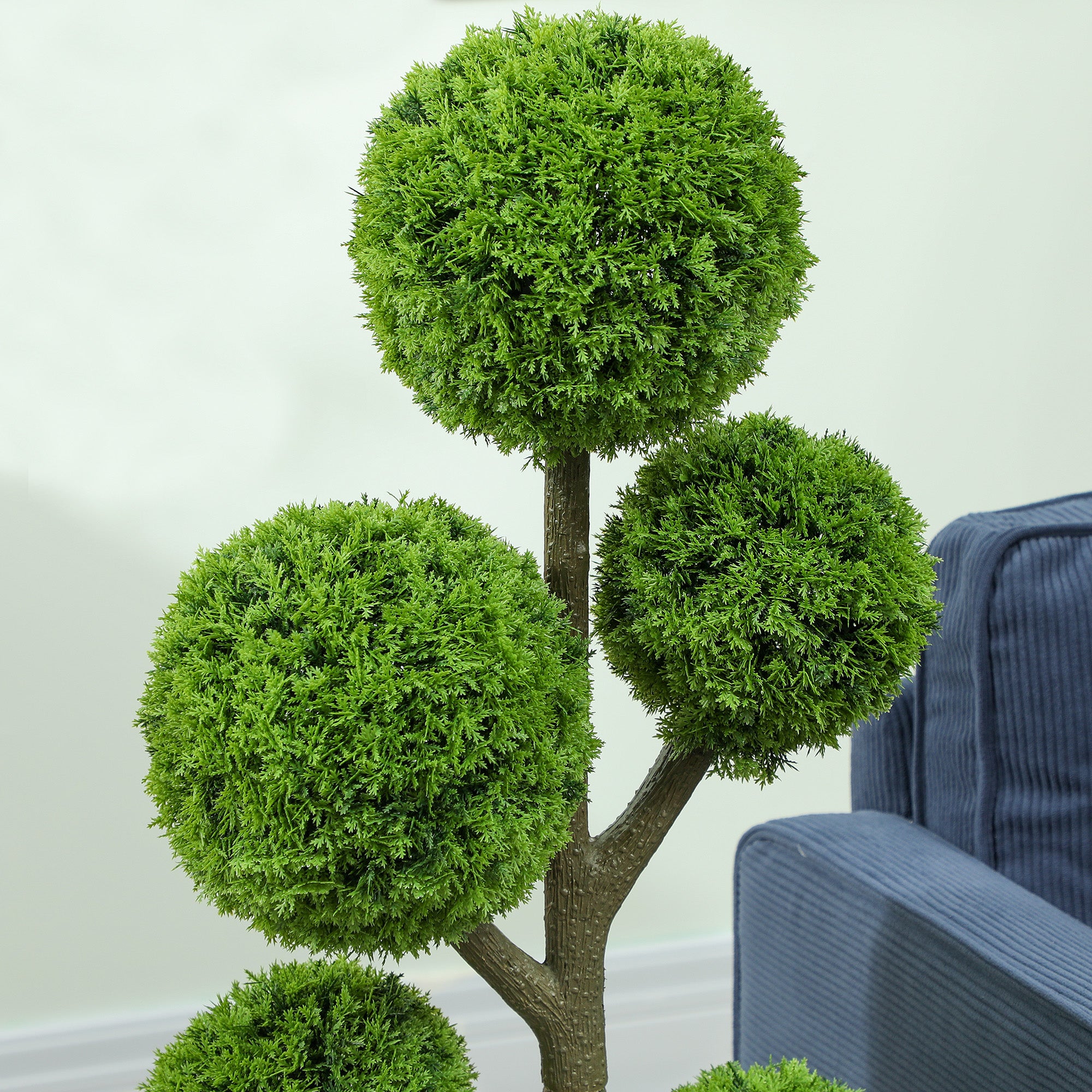 Decorative Artificial Plant, Topiary Five-ball Cypress Tree in Pot, Fake Plant for Home Indoor outdoor Decor, 43.3 Inch, Green