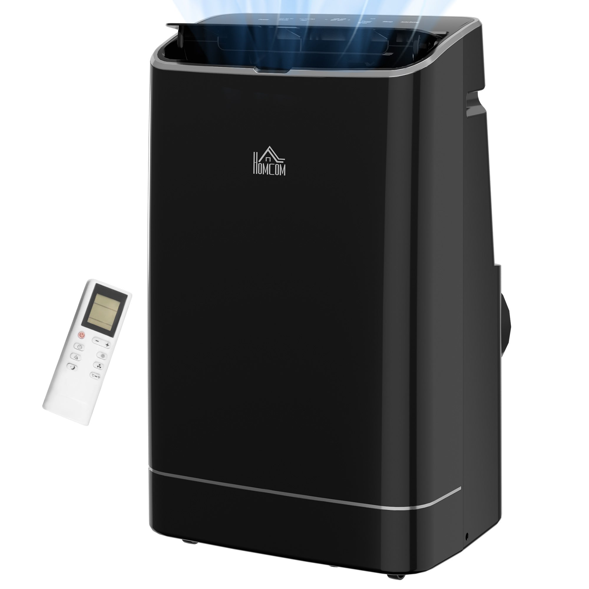 HOMCOM 14000 BTU Portable Air Conditioner, Smart Home WiFi Compatible, 4 in 1 Dehumidifier Cooler Fan, with Sleep Mode, Remote, 24H Timer, Window Venting Kit, An Energy Efficiency, Black, 35m²
