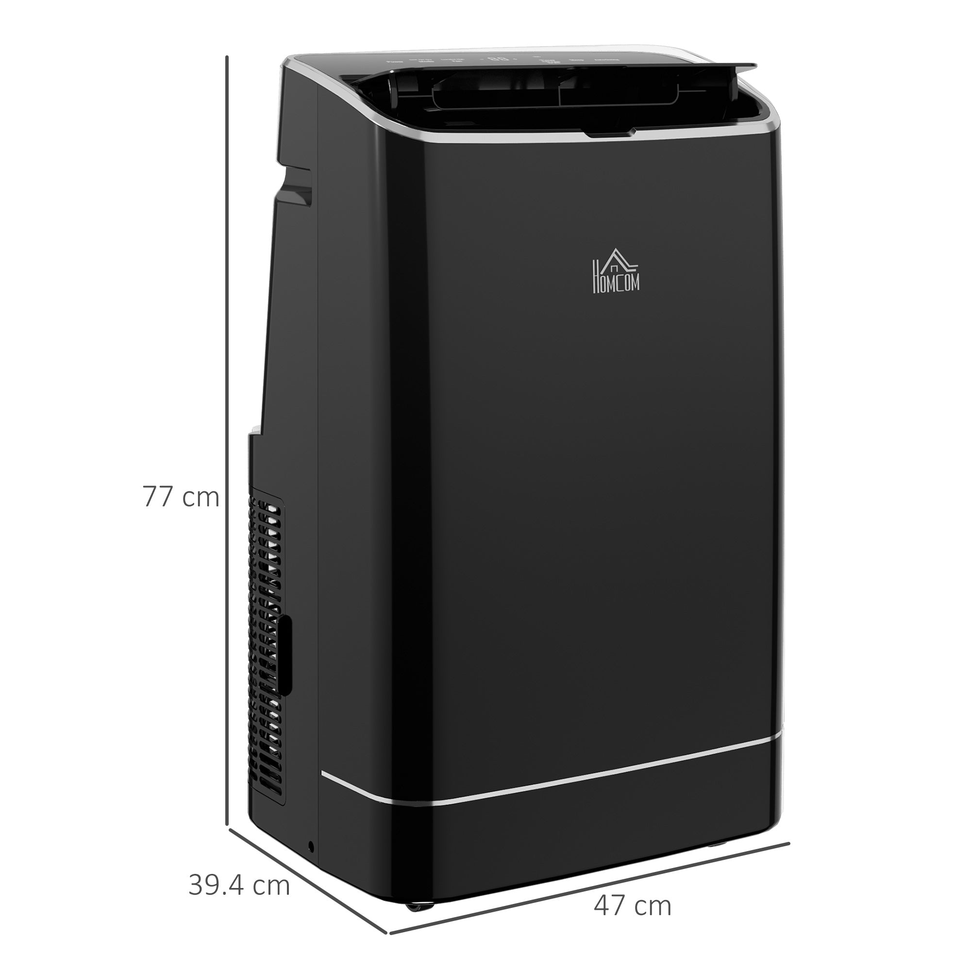 HOMCOM 14000 BTU Portable Air Conditioner, Smart Home WiFi Compatible, 4 in 1 Dehumidifier Cooler Fan, with Sleep Mode, Remote, 24H Timer, Window Venting Kit, An Energy Efficiency, Black, 35m²