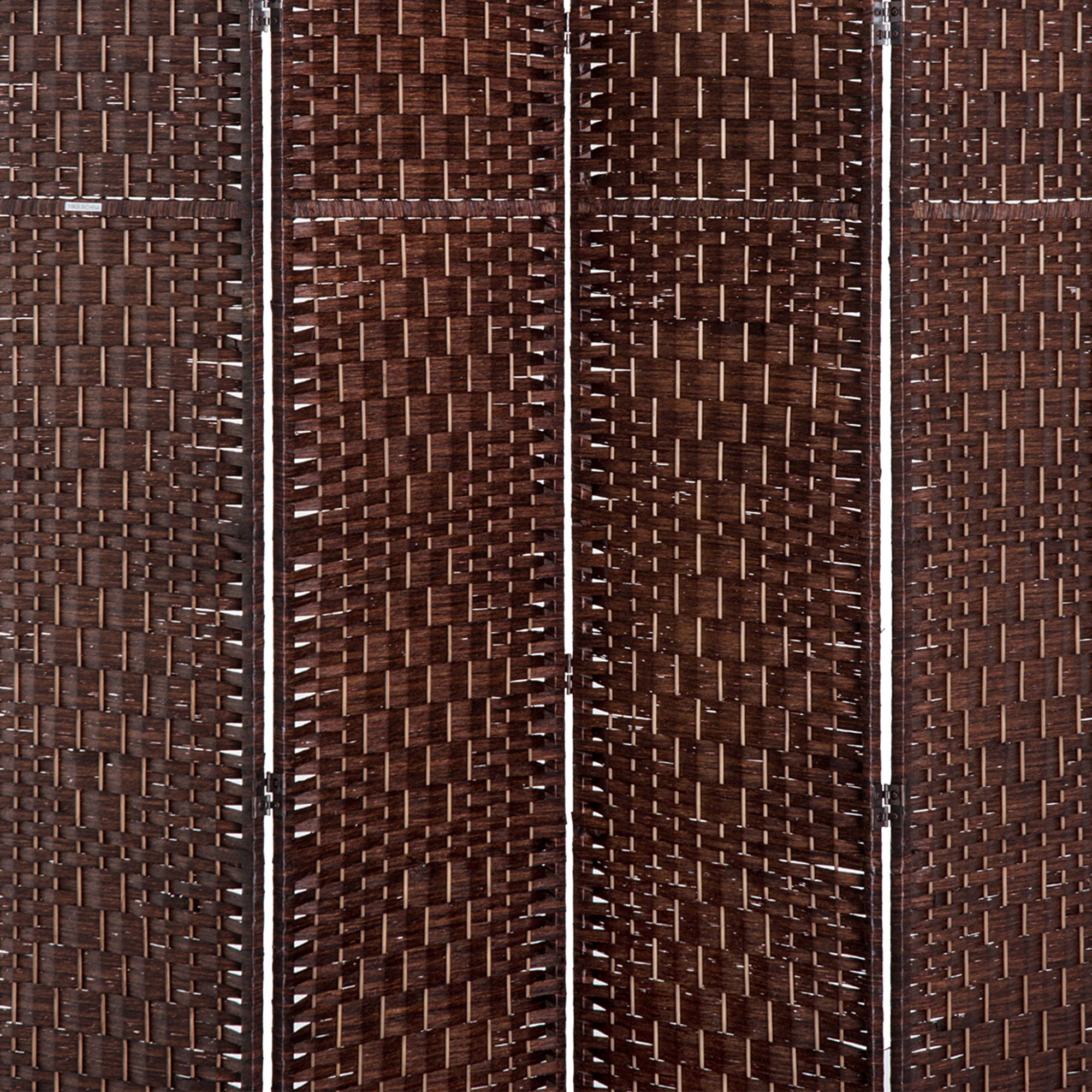 HOMCOM 4 Panels Room Divider, 6 Ft Tall Indoor Portable Folding Privacy Screens, Hand-Woven Double Hinged Freestanding Partition Wall Divider for Home Office, Brown