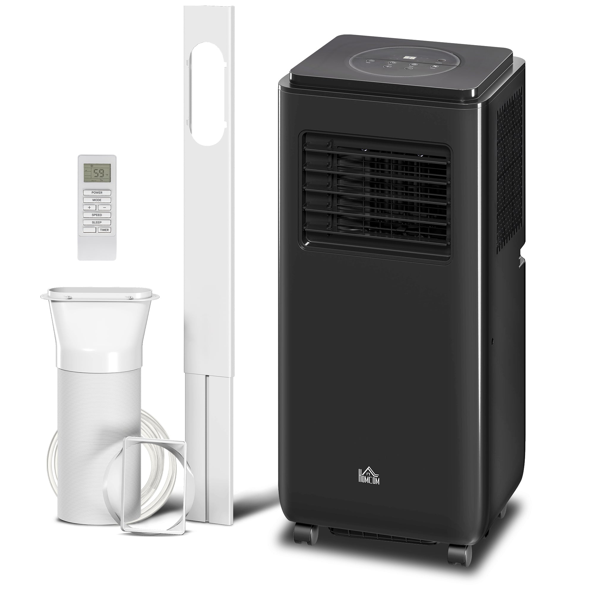 8000BTU Portable Air Conditioner for Rooms Up to 345 Sq.Ft., 3-in-1 AC Unit with Cooling Fan, Dehumidifier, Auto, Sleep & Remote, 24H Timer, Window Installation Kit, Black