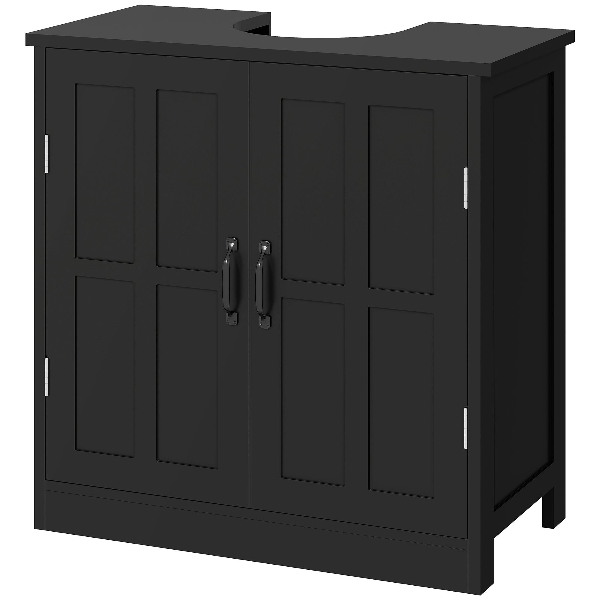 Pedestal Under Sink Cabinet, Bathroom Vanity Cabinet Storage with Double Doors and Adjustable Shelf, Black