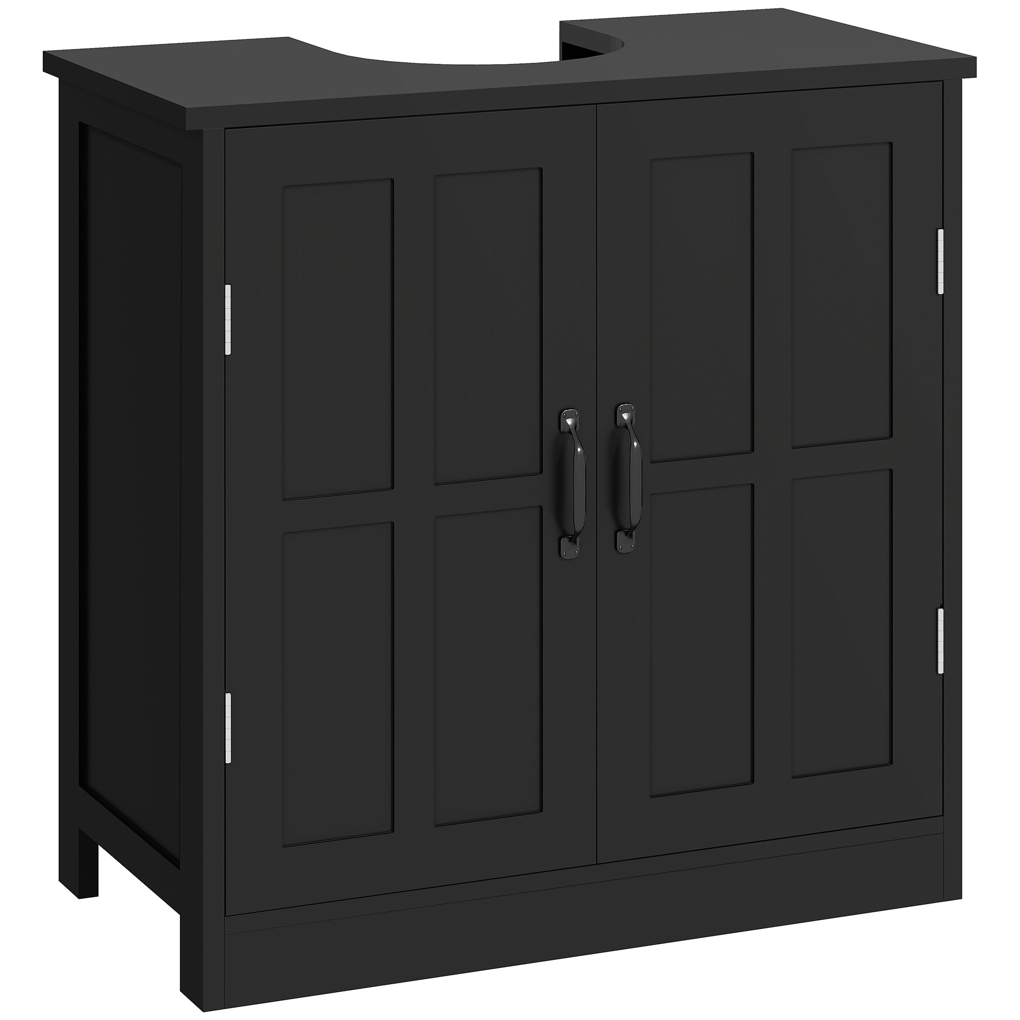 Pedestal Under Sink Cabinet, Bathroom Vanity Cabinet Storage with Double Doors and Adjustable Shelf, Black