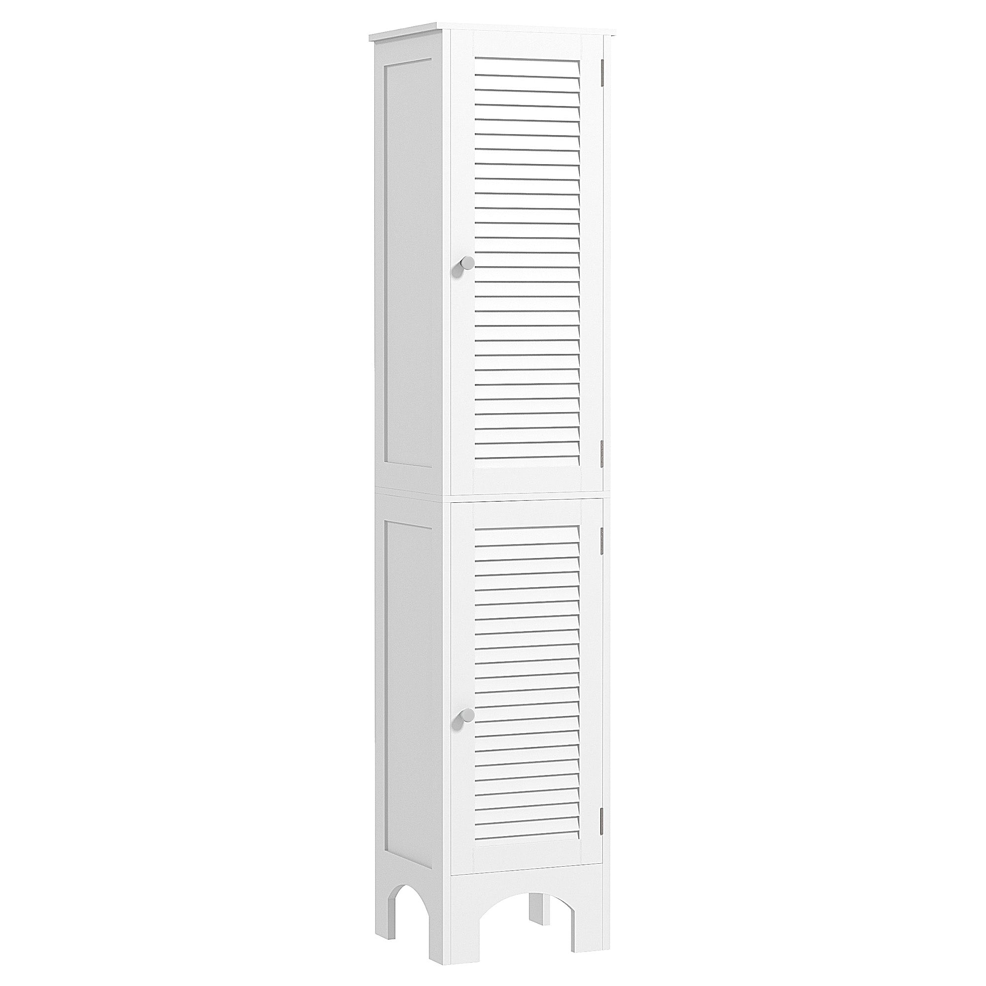 HOMCOM Tall Bathroom Storage Cabinet, Slim Bathroom Cabinet with Storage Shelves, Narrow Floor Cabinet with Doors for Kitchen, Laundry, Living Room, White