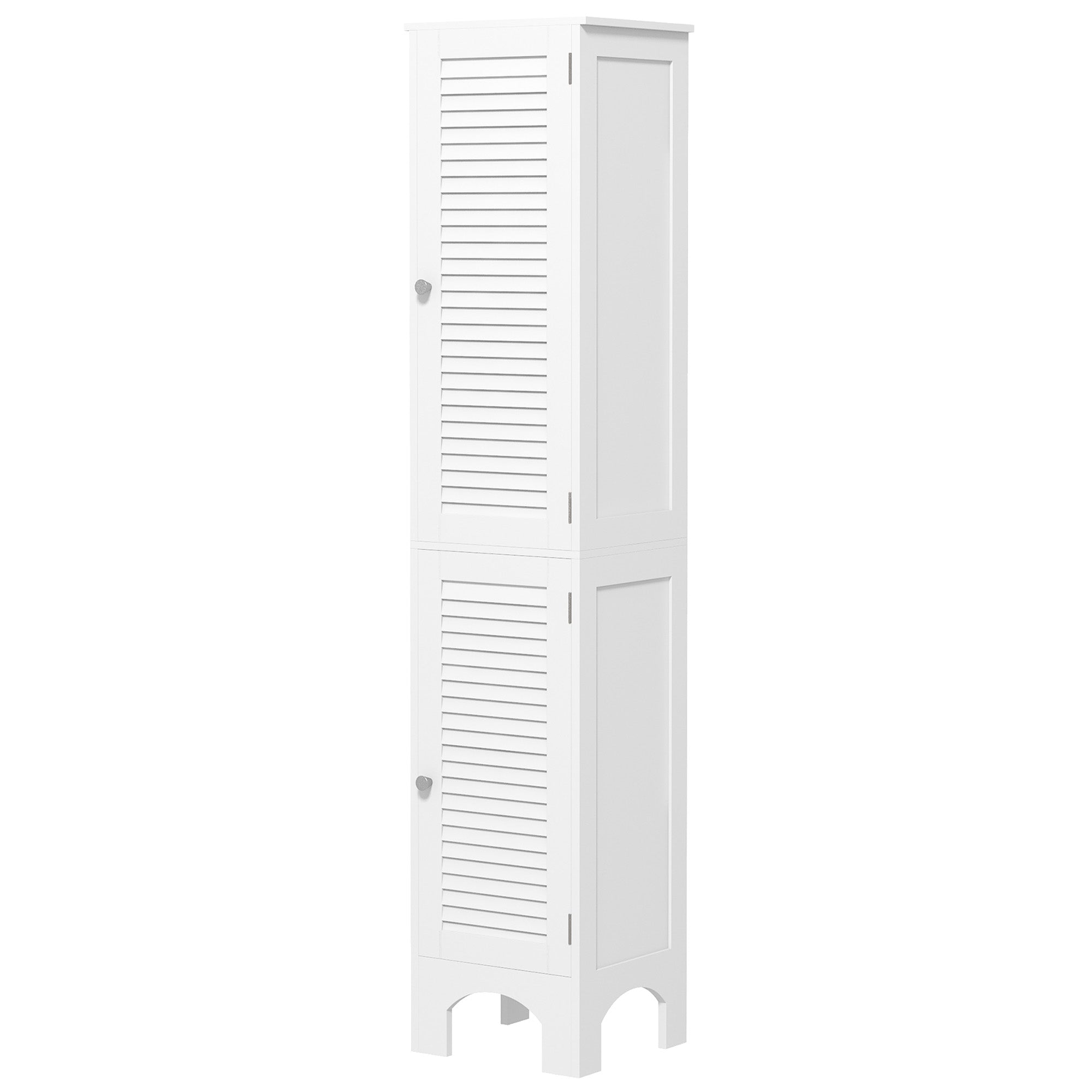 HOMCOM Tall Bathroom Storage Cabinet, Slim Bathroom Cabinet with Storage Shelves, Narrow Floor Cabinet with Doors for Kitchen, Laundry, Living Room, White