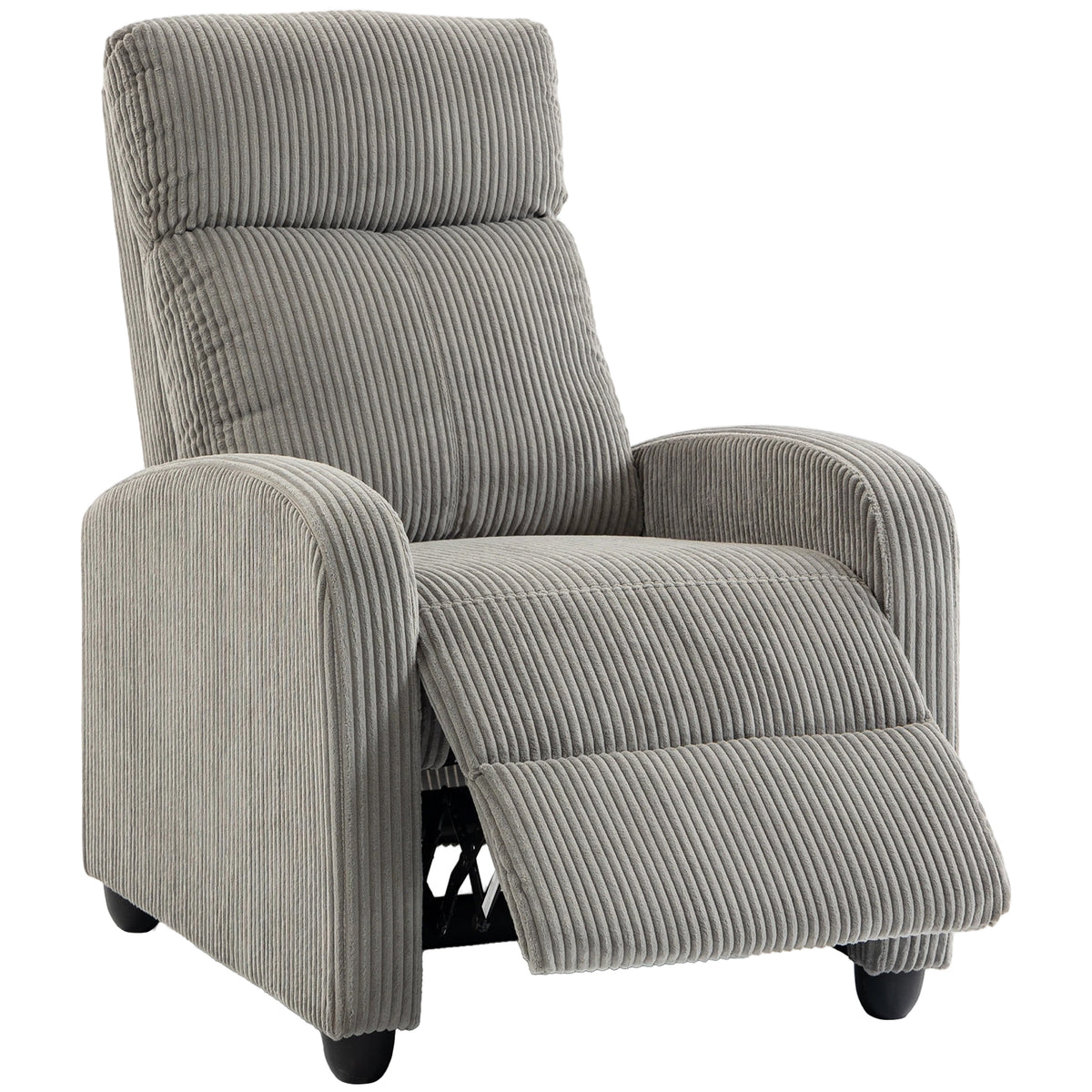 Push Back Recliner Chair, Corduroy Home Theater Seating, Single Reclining Sofa Chair with Padded Seat for Living Room, Grey