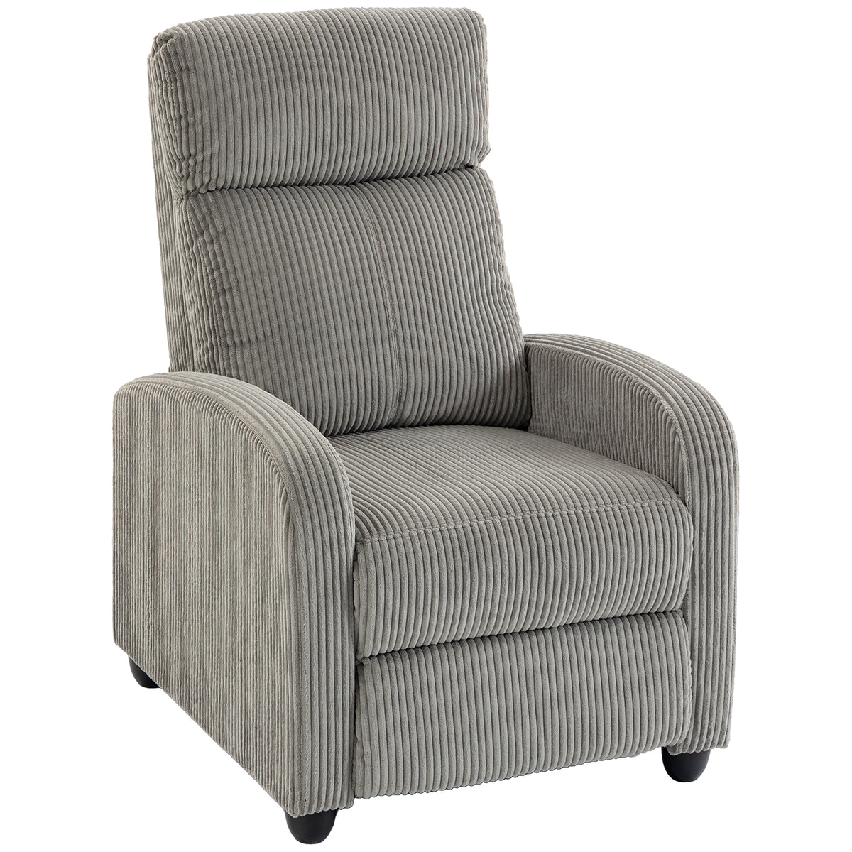 Push Back Recliner Chair, Corduroy Home Theater Seating, Single Reclining Sofa Chair with Padded Seat for Living Room, Grey