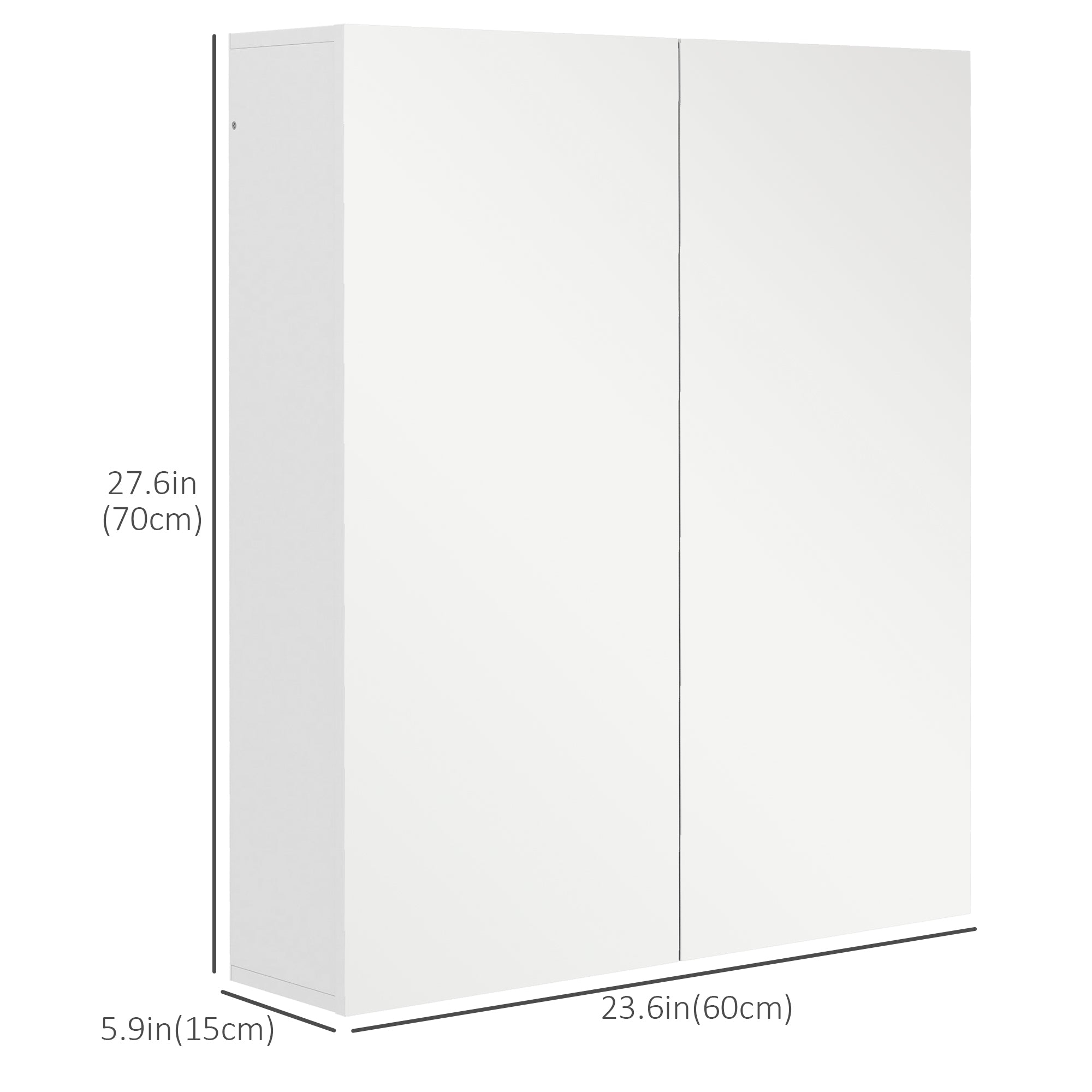 kleankin 24" x 28" Medicine Cabinet, Wall Mounted Bathroom Mirror Cabinet with Mirrored Doors, Adjustable Shelves and Soft Close Mechanism, White