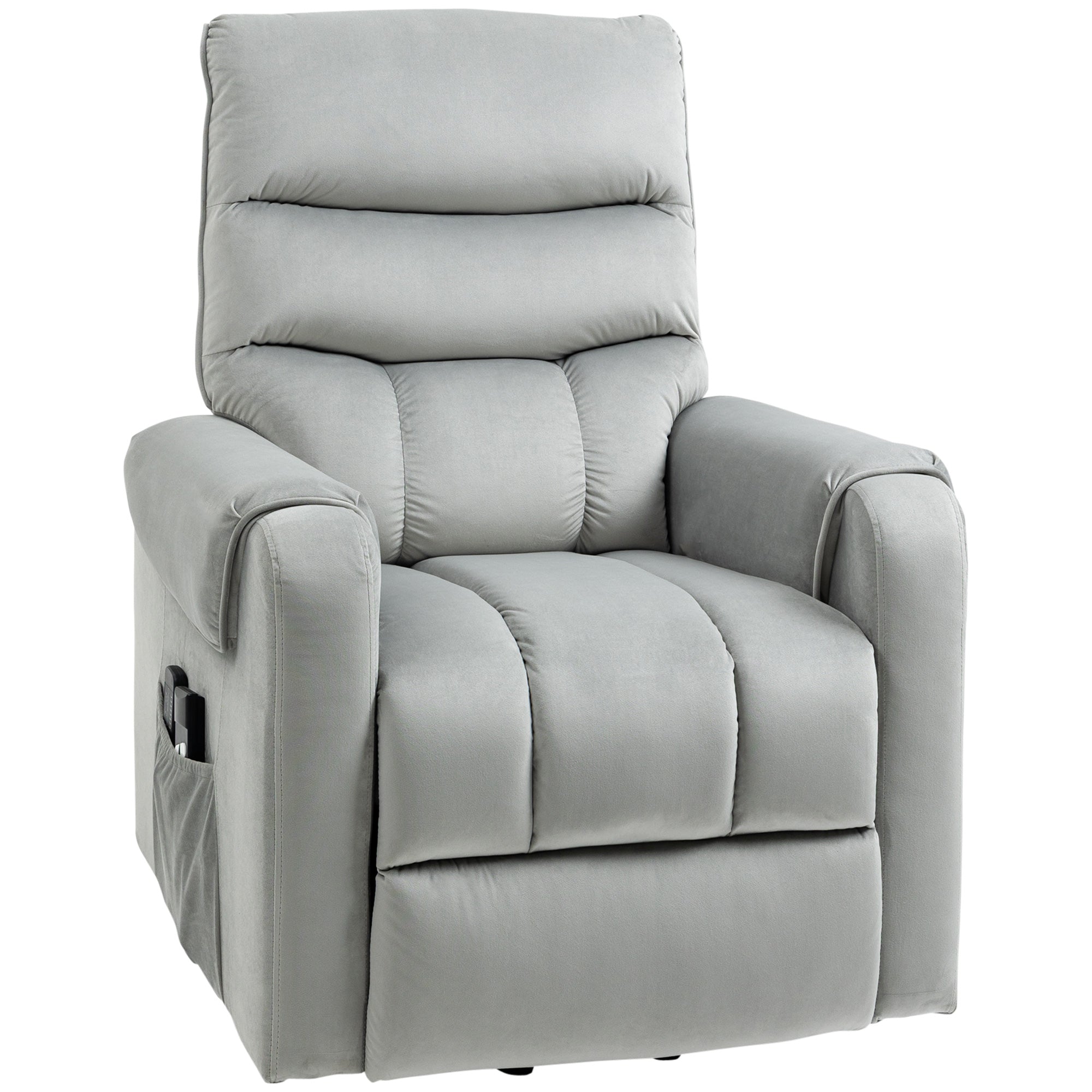 HOMCOM Power Lift Recliner for Elderly with 8 Vibration Points, Reclining Chair with Remote, Side Pockets and Footrest, Grey