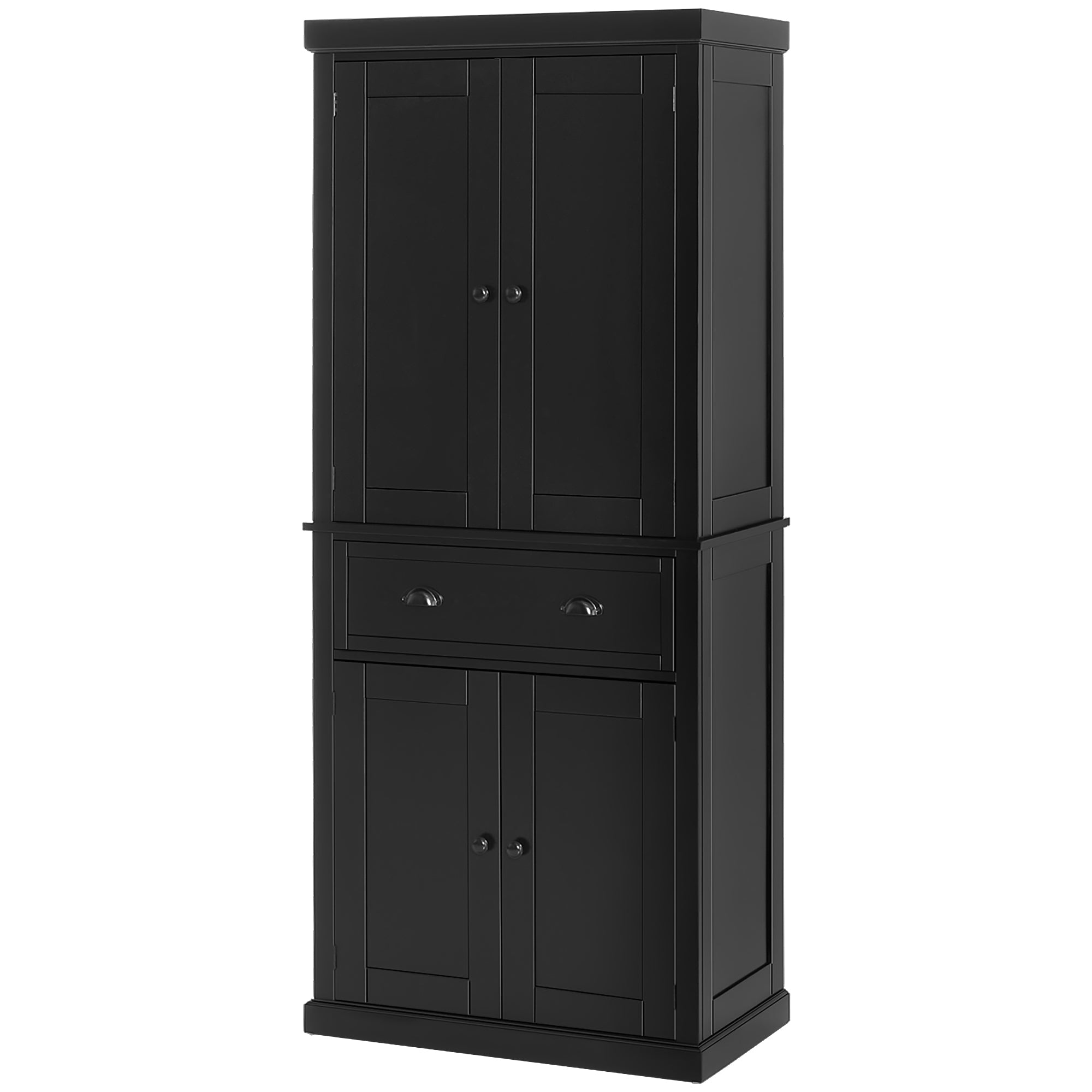 72.5" Kitchen Cabinet, Pantry Storage Cabinet with Doors and Shelves, Freestanding Food Pantry Cabinet, Black