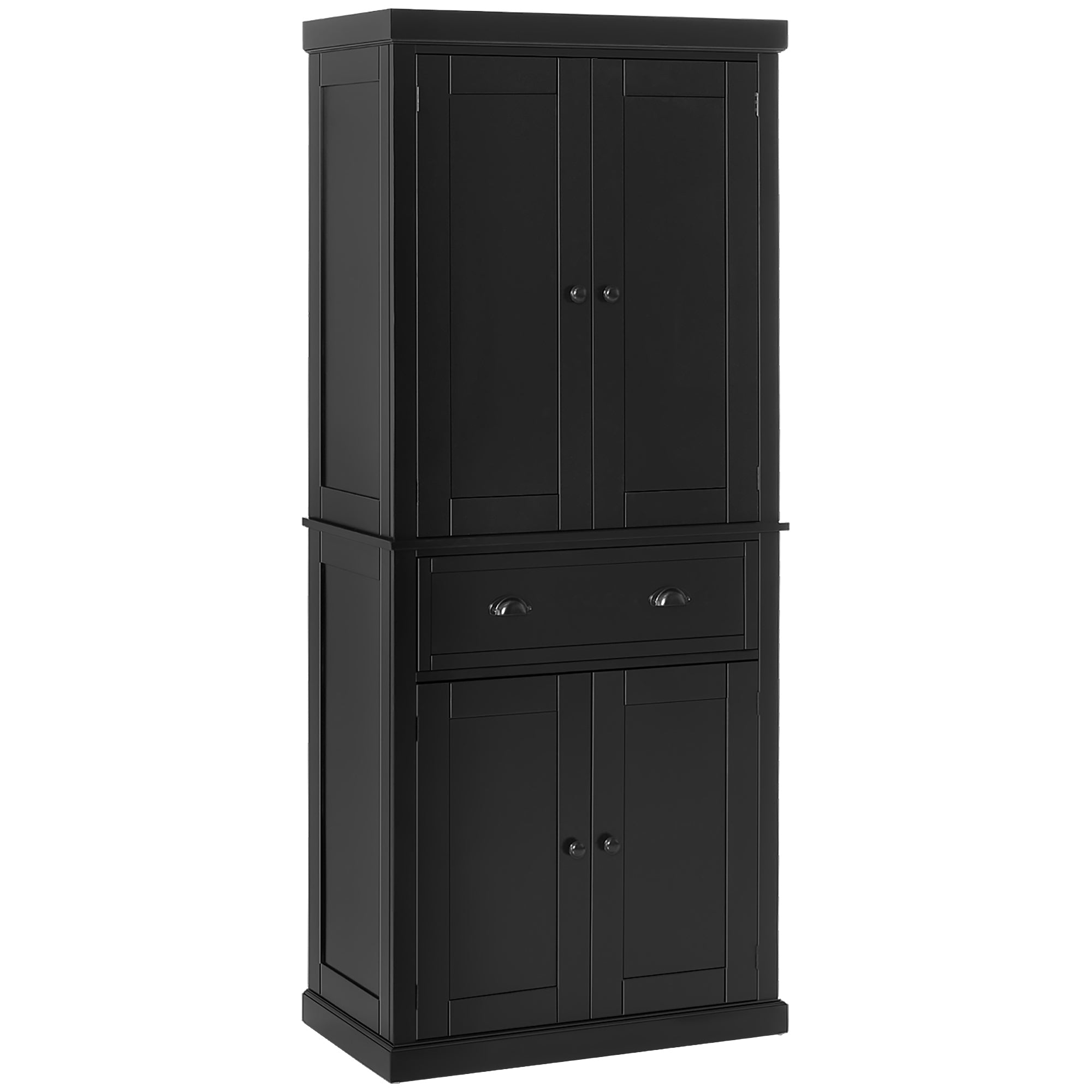 72.5" Kitchen Cabinet, Pantry Storage Cabinet with Doors and Shelves, Freestanding Food Pantry Cabinet, Black