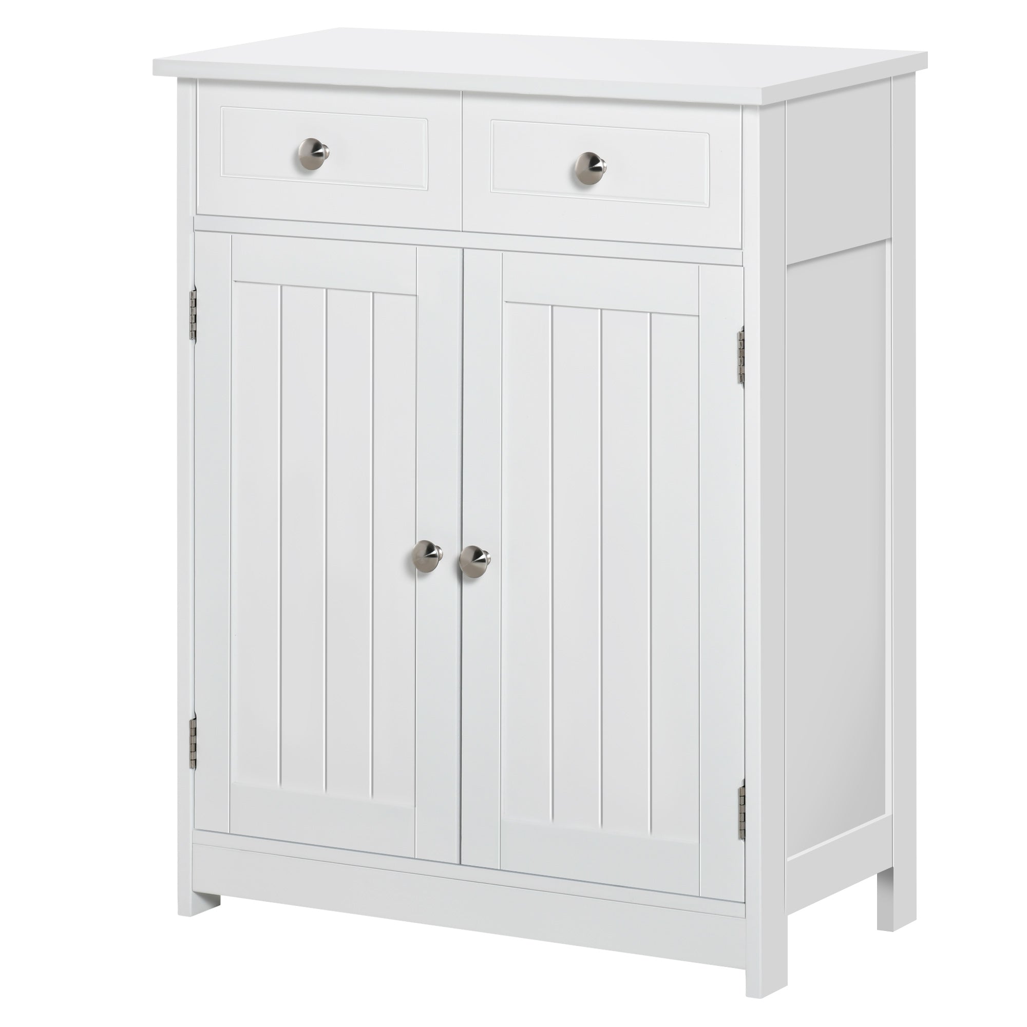 kleankin Bathroom Storage Cabinet, Floor Cabinet with 2 Doors, 2 Drawers, Adjustable Shelf for Washroom, White