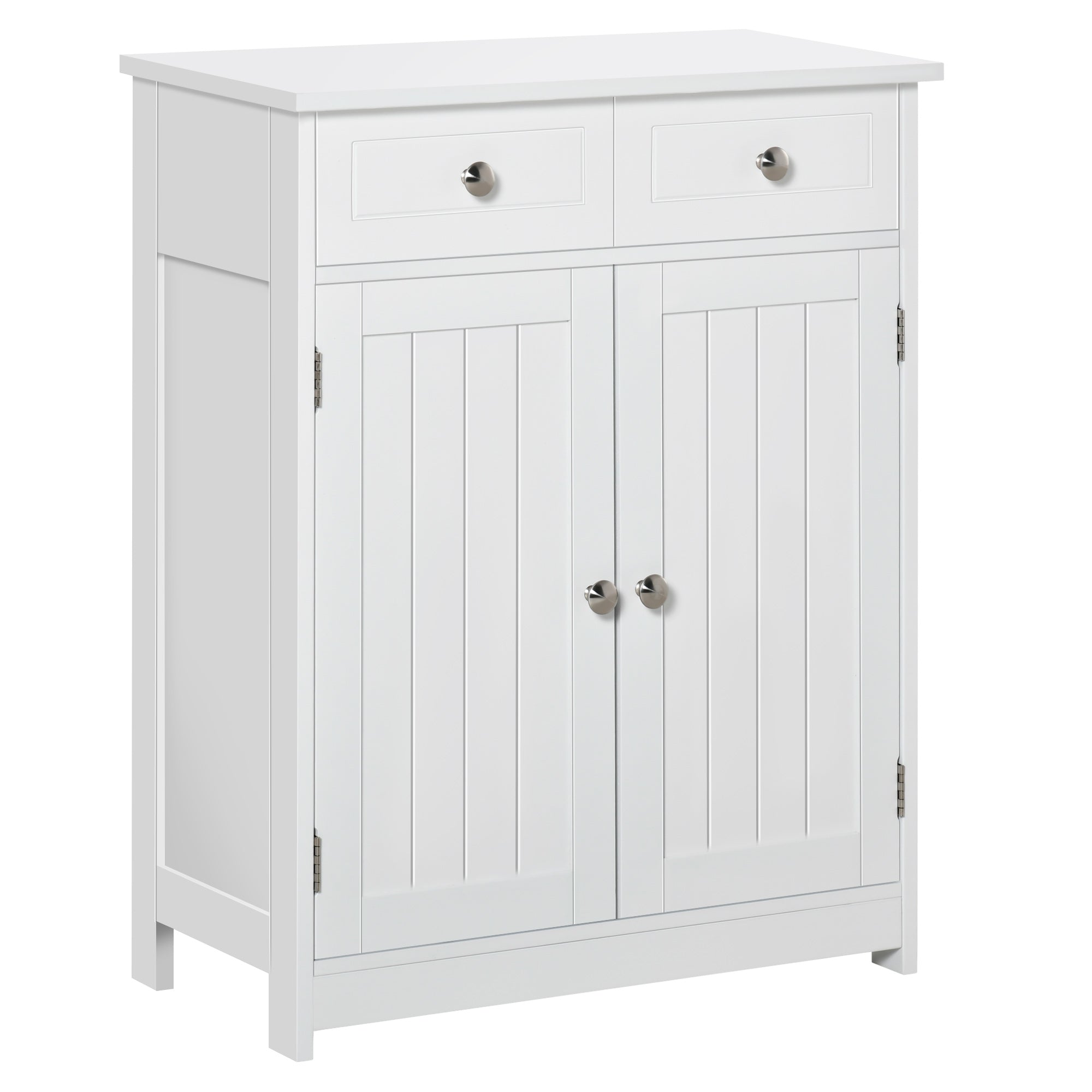 kleankin Bathroom Storage Cabinet, Floor Cabinet with 2 Doors, 2 Drawers, Adjustable Shelf for Washroom, White