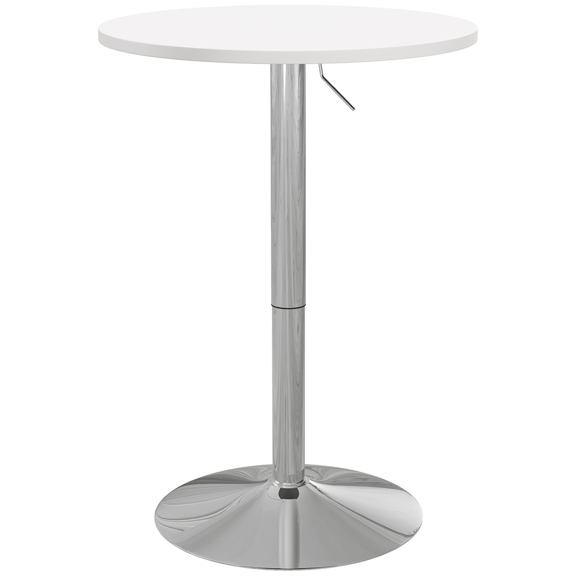 HOMCOM Round Bar Table, Adjustable Pub Table with 360° Swivel Top and Steel Base, Modern Bistro Table for 2, Easy Assembly for Home Bar, Small Dining Room, White