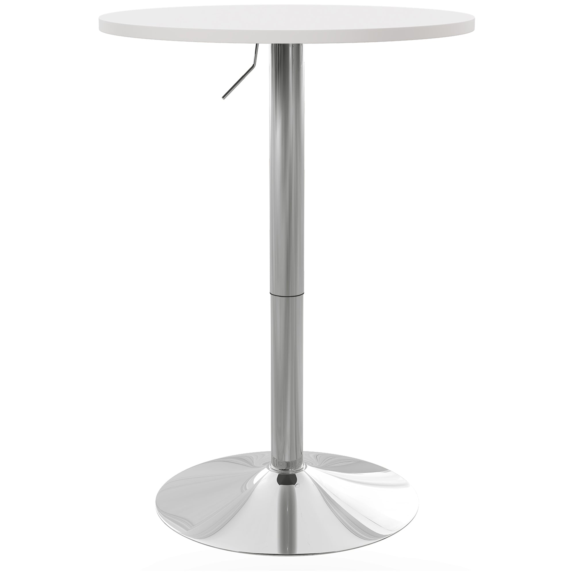 HOMCOM Round Bar Table, Adjustable Pub Table with 360° Swivel Top and Steel Base, Modern Bistro Table for 2, Easy Assembly for Home Bar, Small Dining Room, White