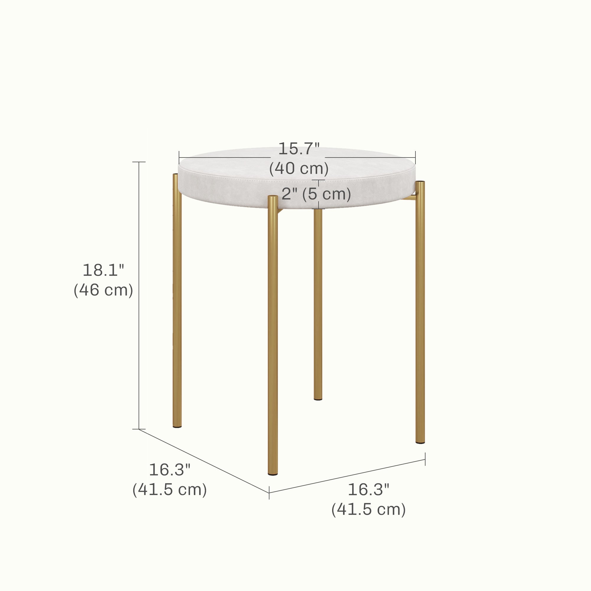 HOMCOM Modern Stacking Stools Set of 4, Backless Round Dining Chairs, Velvet-Touch Upholstered Accent Side Chairs with Metal Legs for Kitchen, Cream White