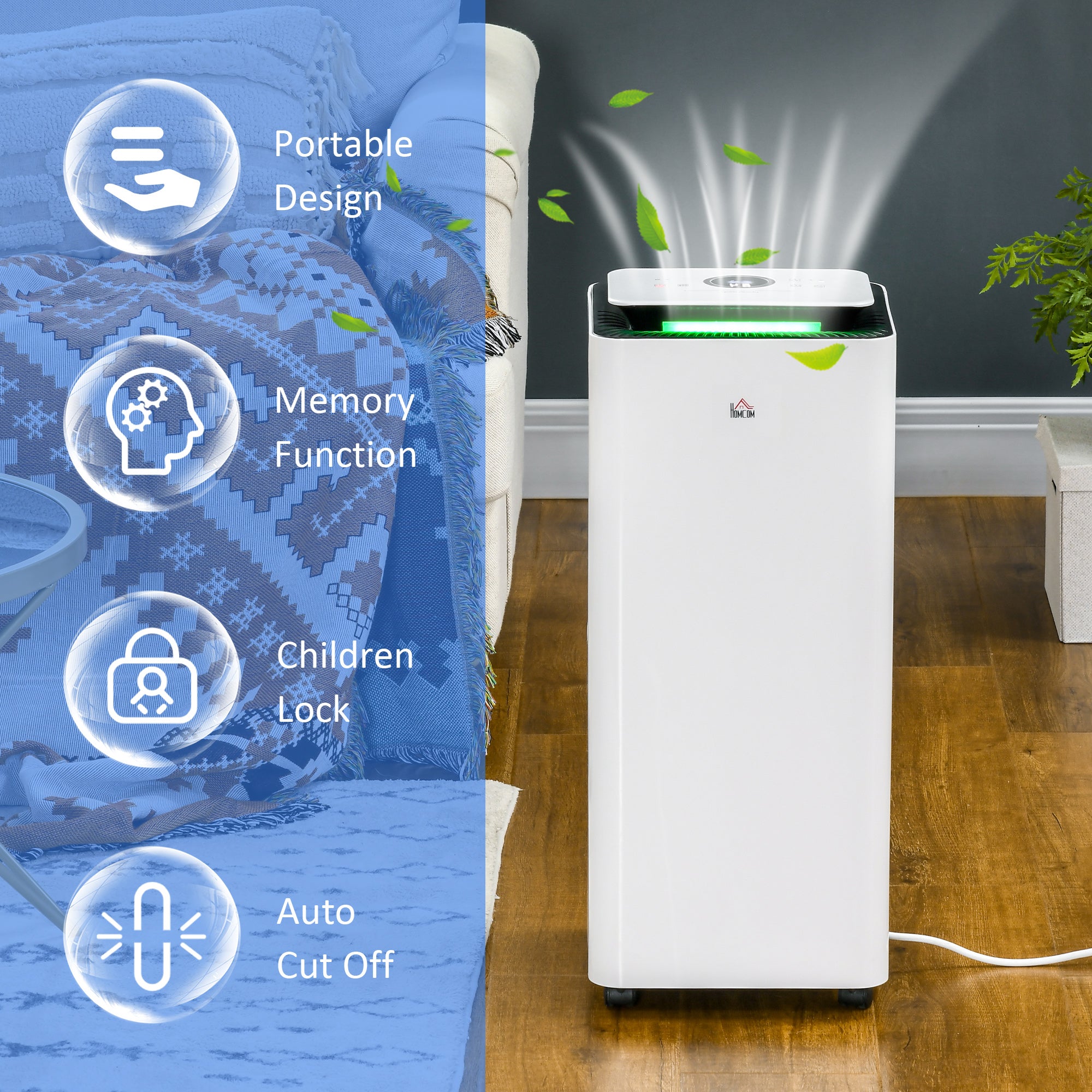 HOMCOM 16L/Day 3500mL Portable Quiet Dehumidifier with Air Purifier Filter, 24H Timer, 5 Modes, Electric Moisture Air Dehumidifier for Home Laundry Basement, White