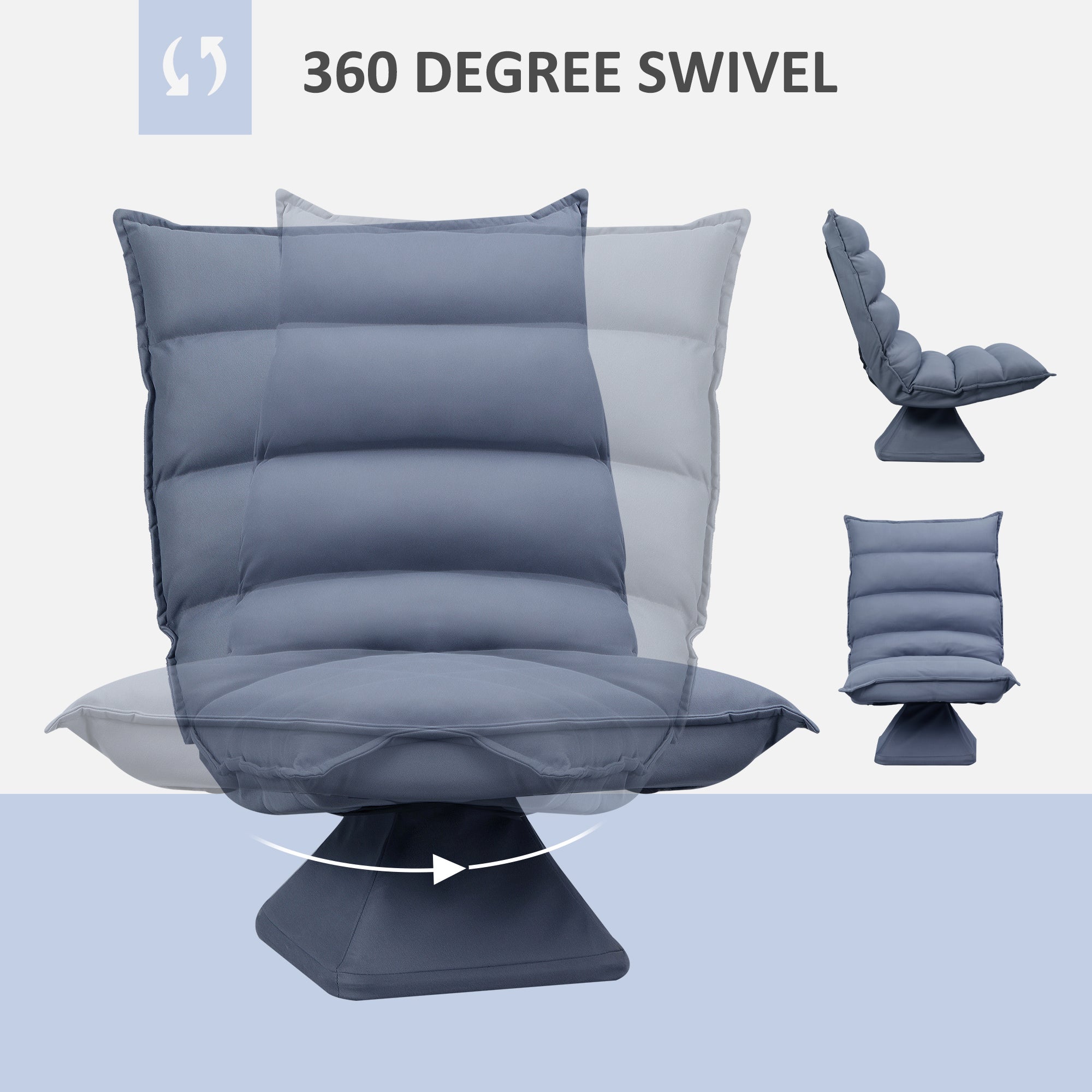 Swivel Floor Chair with Back Support Adjustable Microfiber Gaming Chair for Reading and Lounging Gray